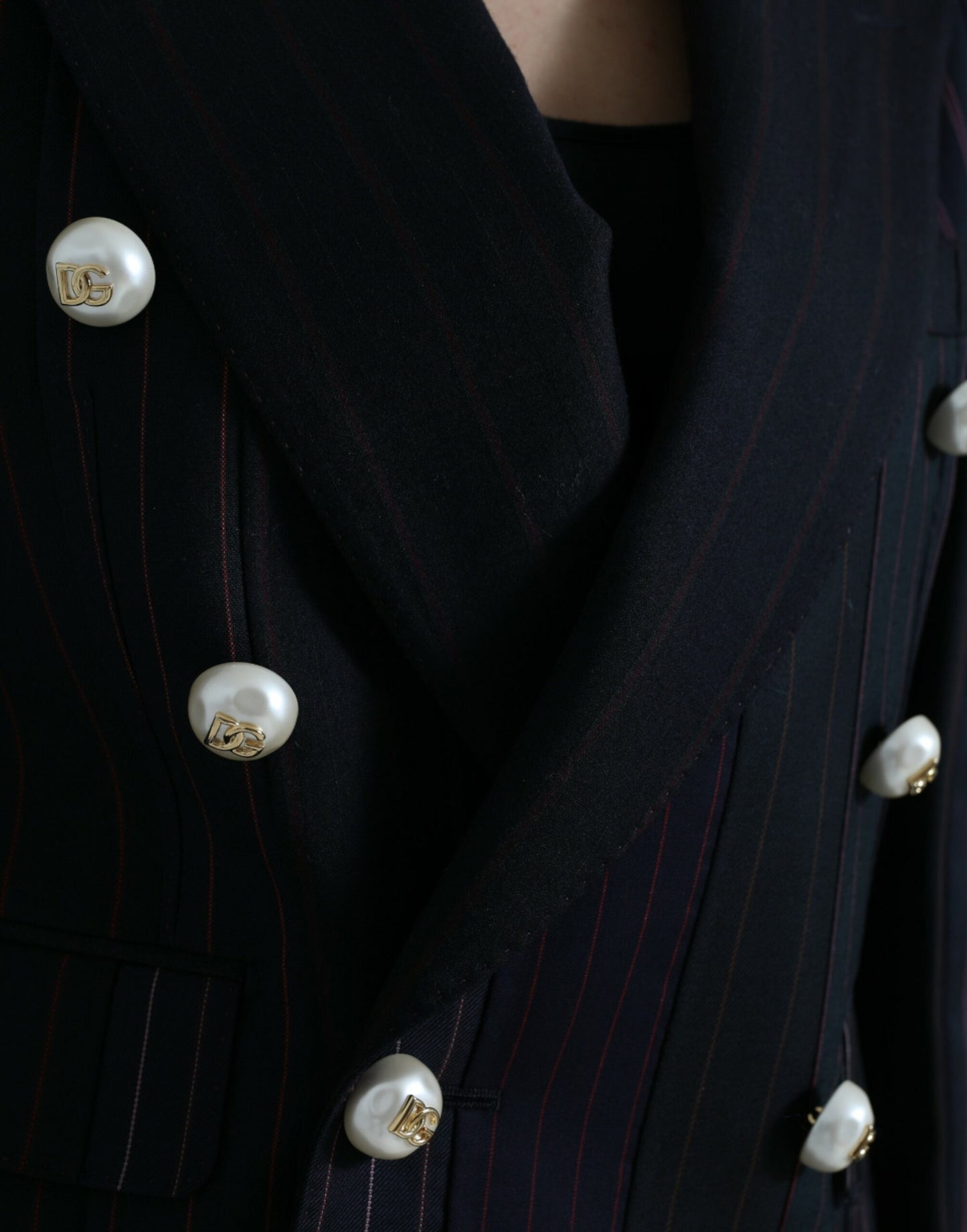 Dolce & Gabbana Schwarz gestreifte SICILIA Zweireihige Jacke