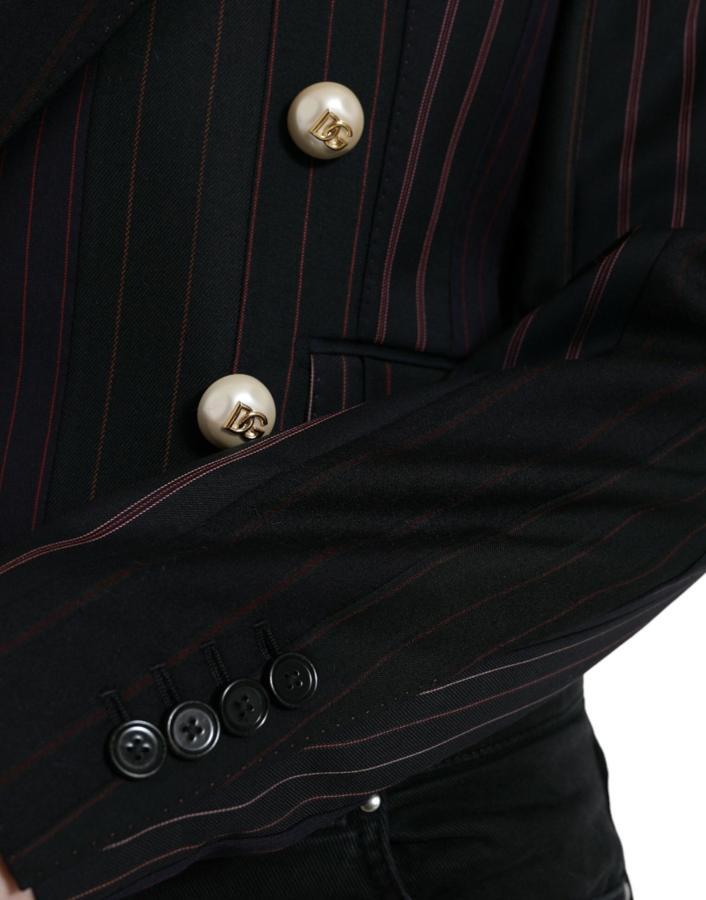 Dolce & Gabbana Schwarz gestreifte SICILIA Zweireihige Jacke