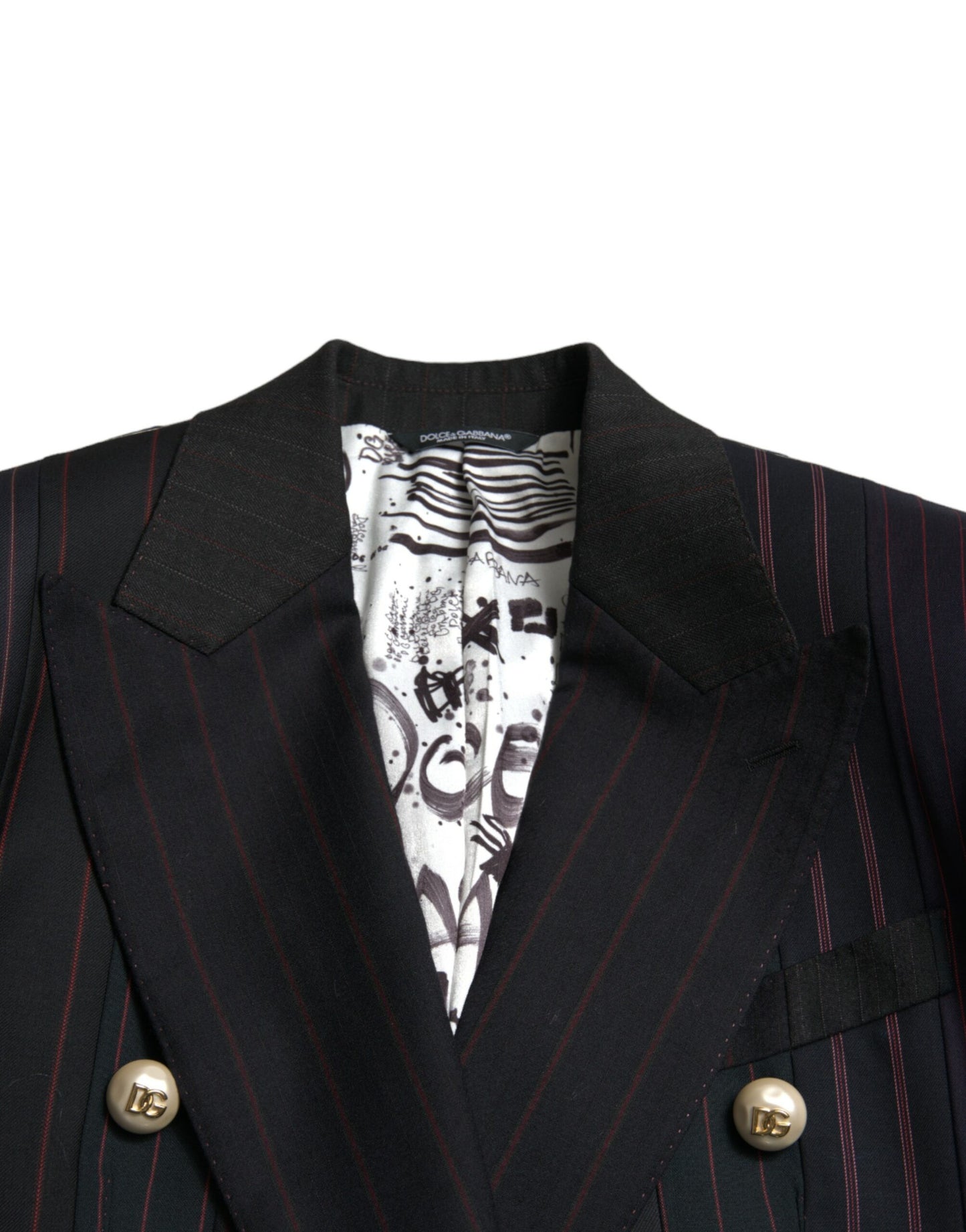 Dolce & Gabbana Schwarz gestreifte SICILIA Zweireihige Jacke