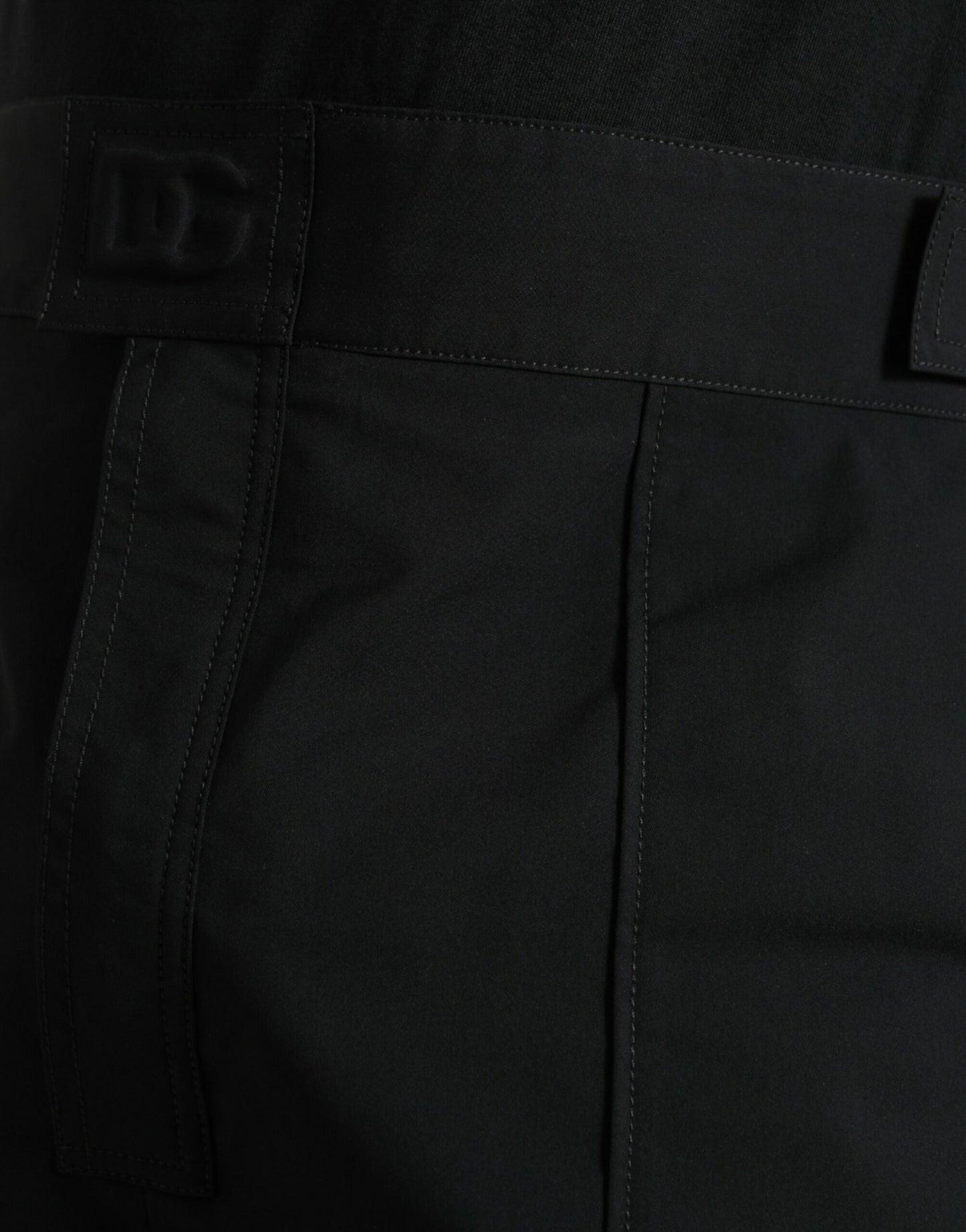 Dolce & Gabbana Schwarze, gerade geschnittene Hose aus Polyester mit Logo
