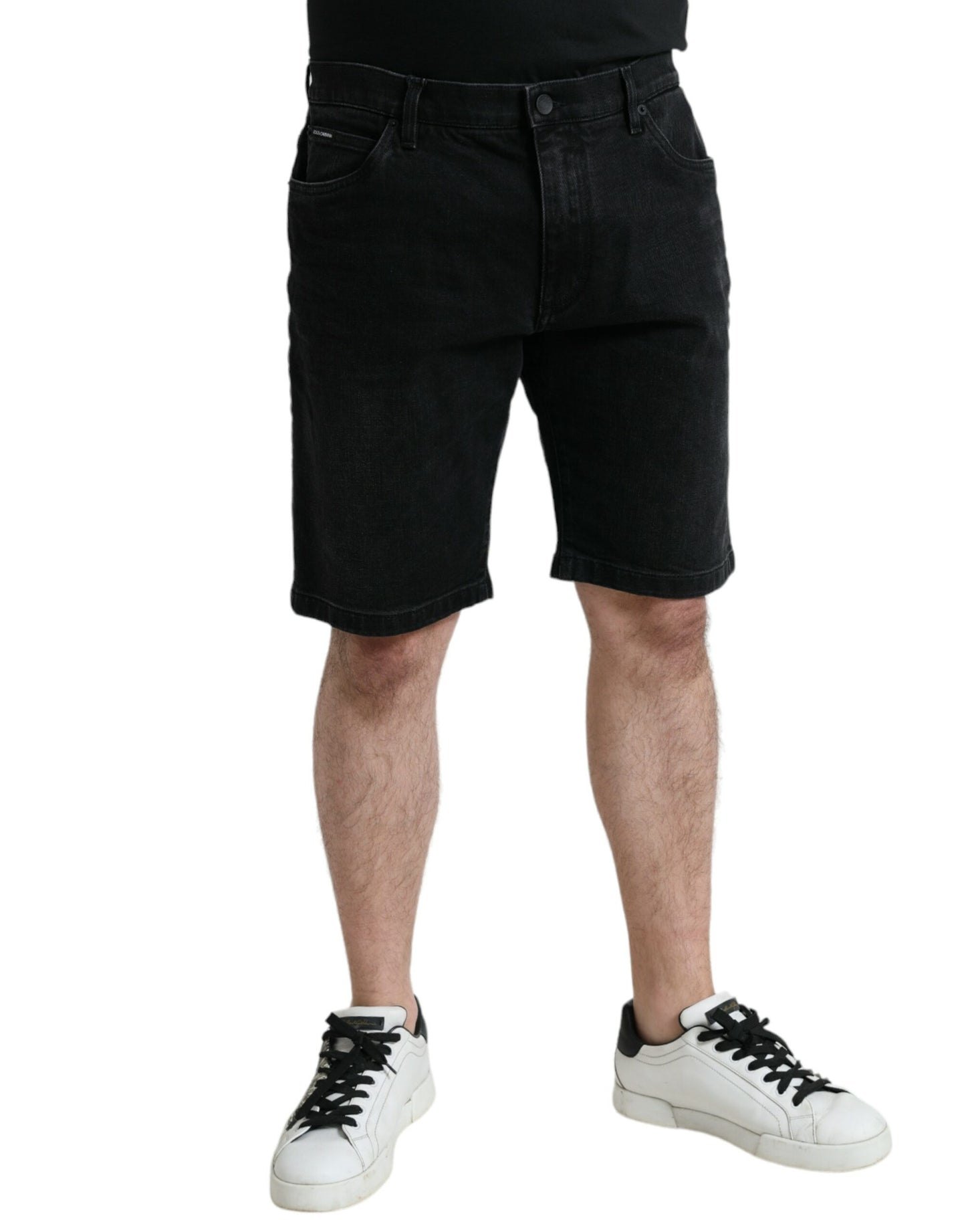 Dolce & Gabbana – Bermuda-Shorts aus schwarzem Baumwollstretch