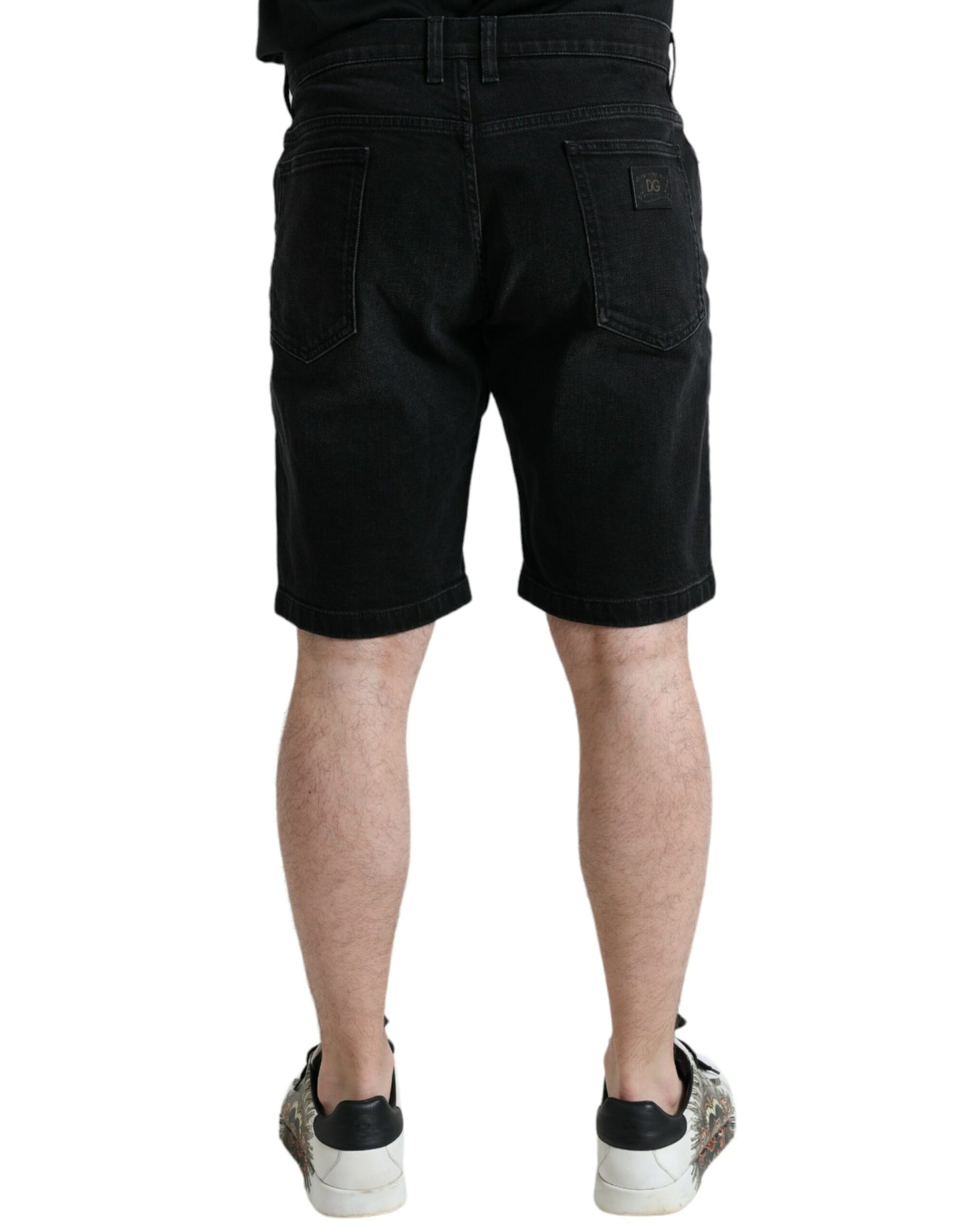 Dolce & Gabbana – Bermuda-Shorts aus schwarzem Baumwollstretch