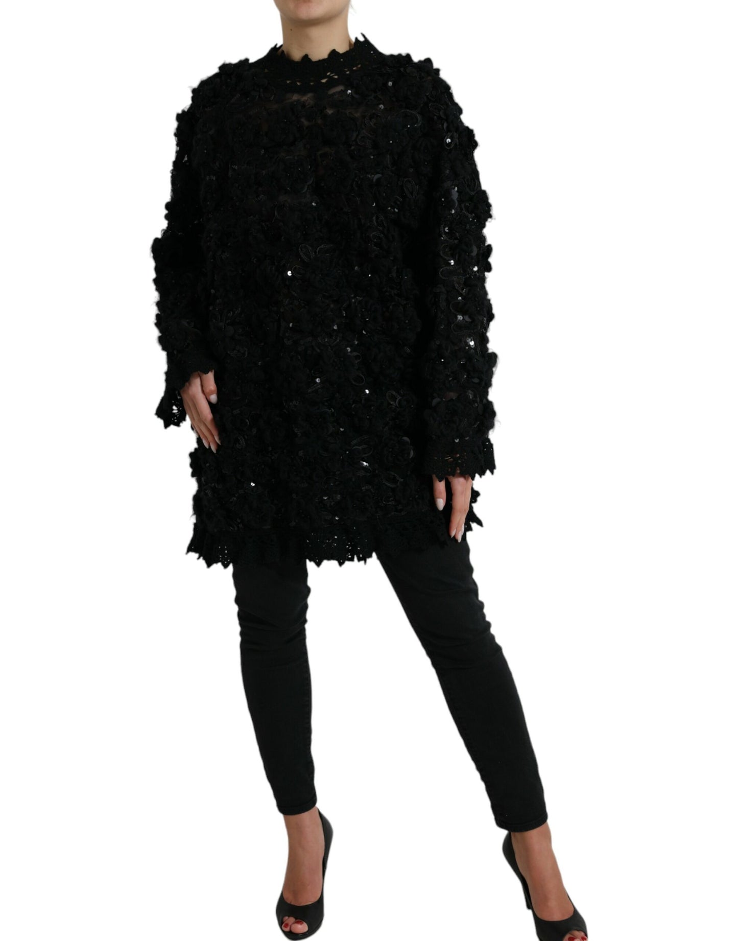 Dolce & Gabbana – Schwarzer Pullover mit Paillettenverzierung