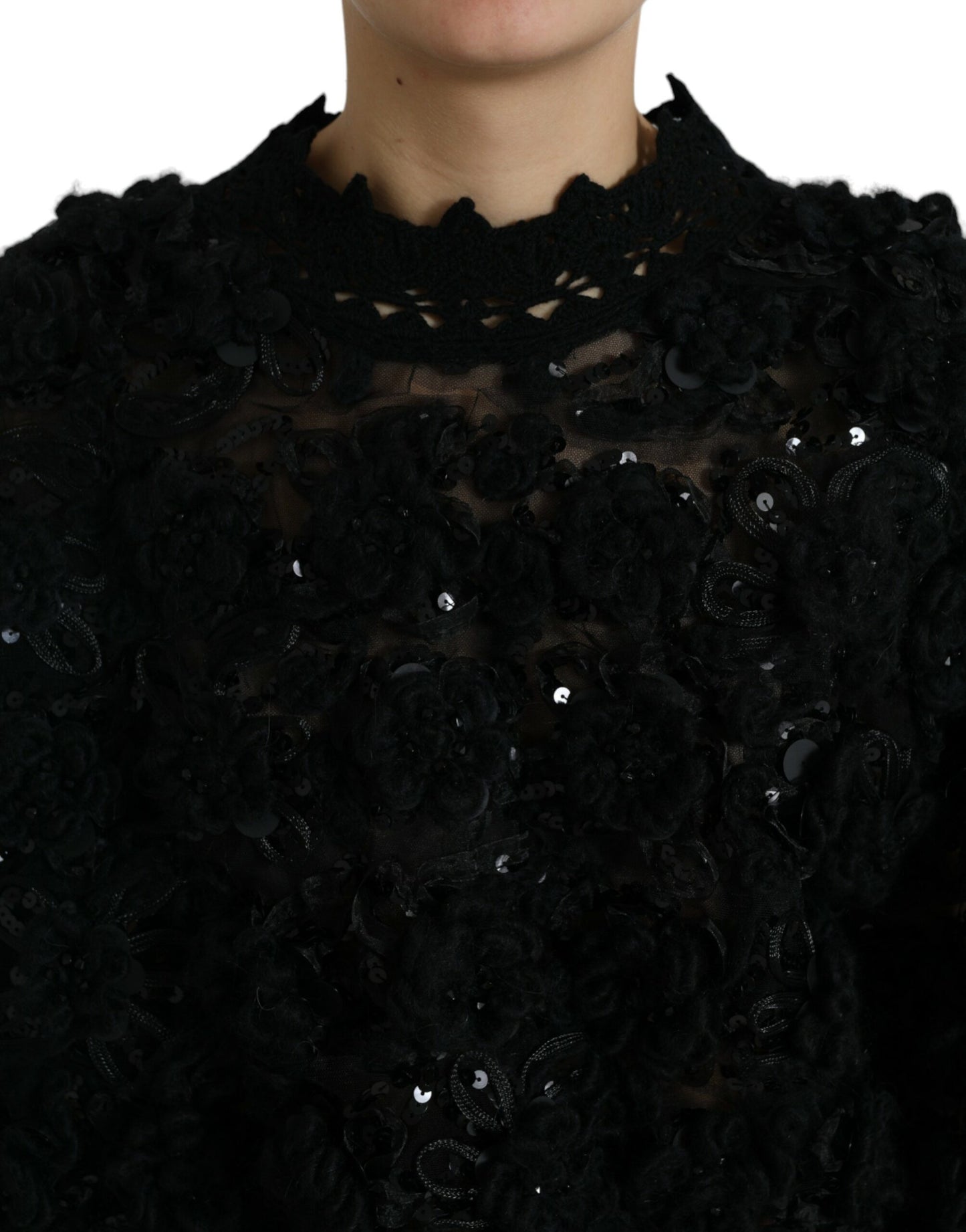 Dolce & Gabbana – Schwarzer Pullover mit Paillettenverzierung