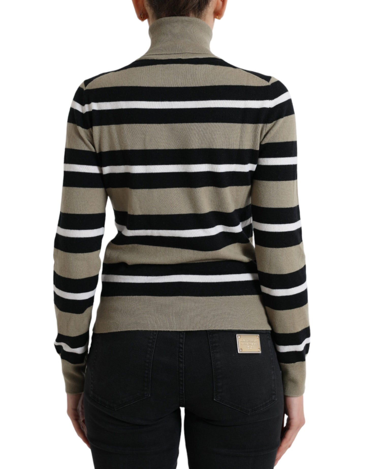 Dolce & Gabbana – Rollkragenpullover mit mehrfarbigen Streifen und Logo