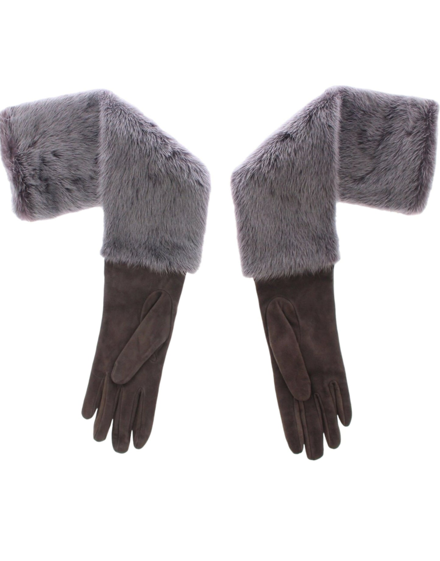 Dolce & Gabbana Graue Handschuhe aus Nerzfell und Lammfell