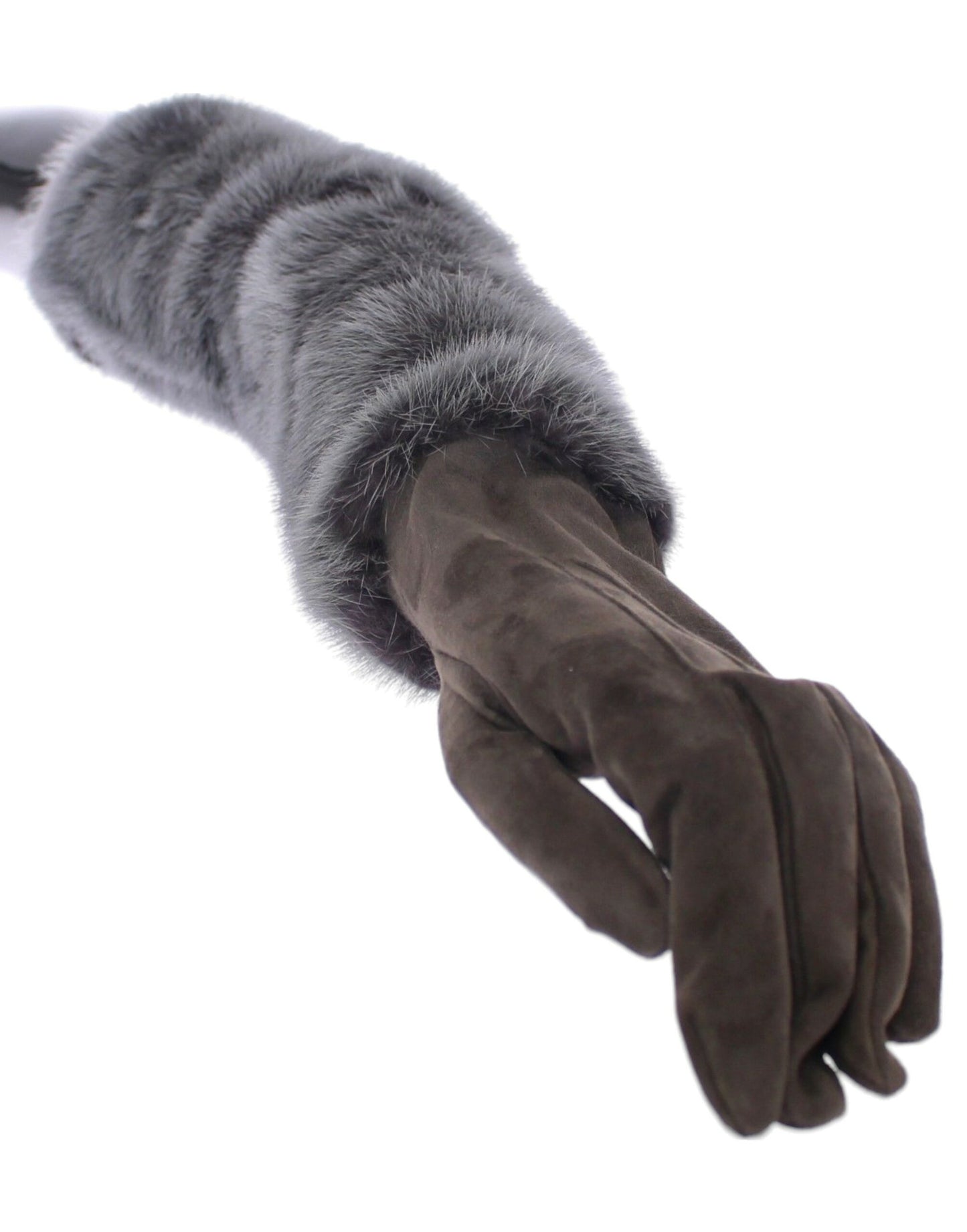 Dolce & Gabbana Graue Handschuhe aus Nerzfell und Lammfell