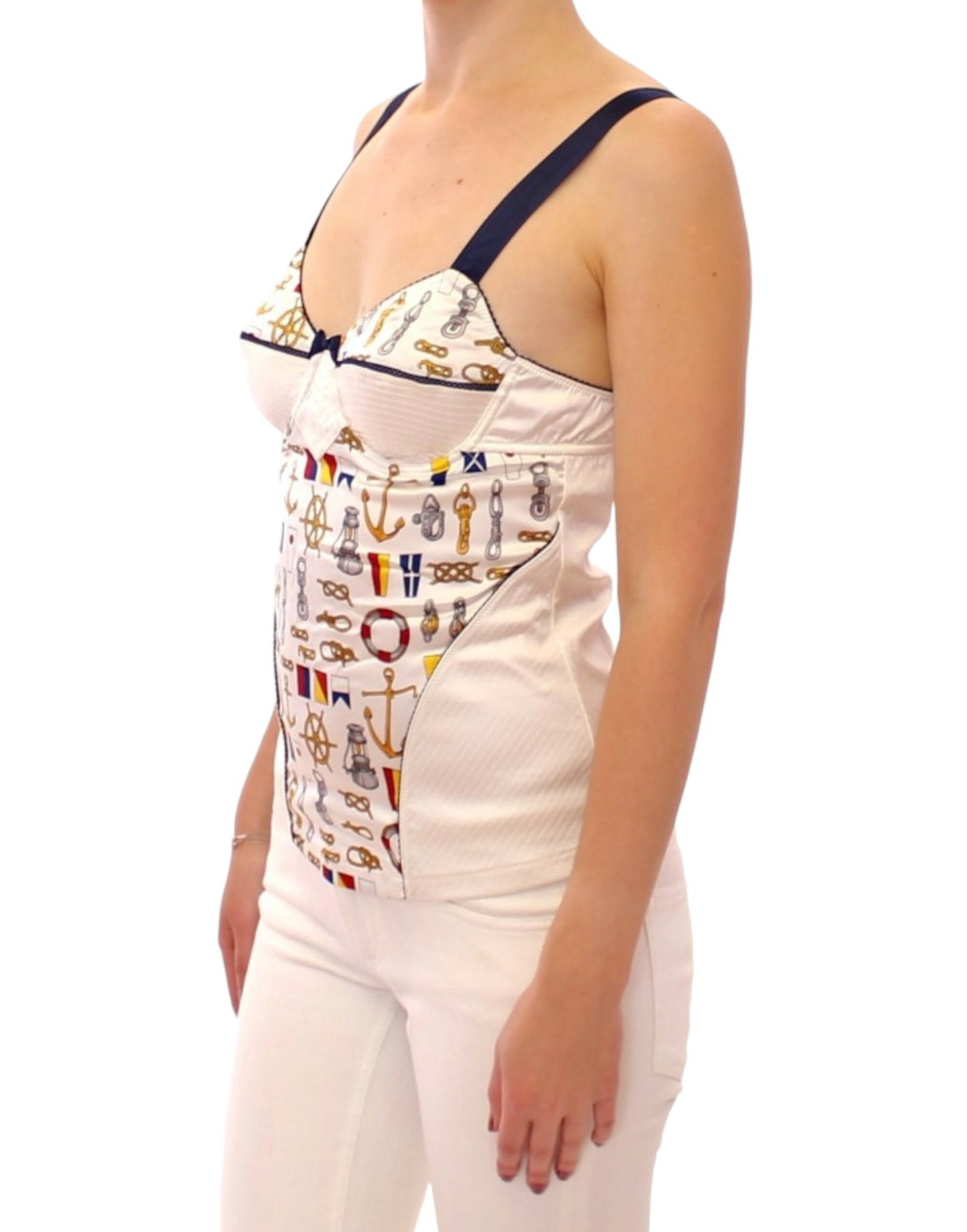 Dolce & Gabbana Weißes Tanktop mit Matrosenmotiv
