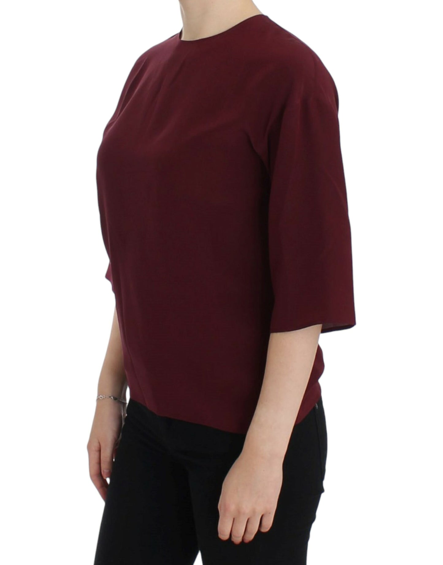 Dolce & Gabbana Rote Seidenbluse mit 3/4-Ärmeln