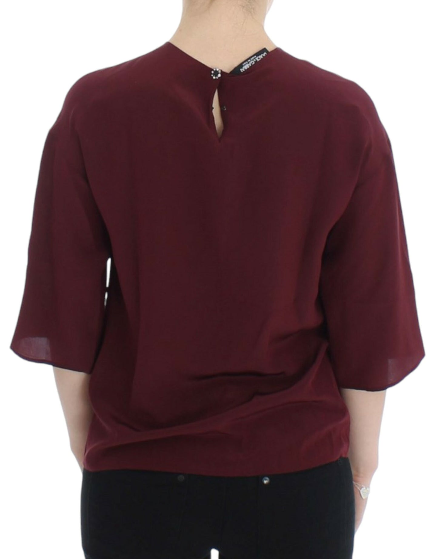 Dolce & Gabbana Rote Seidenbluse mit 3/4-Ärmeln