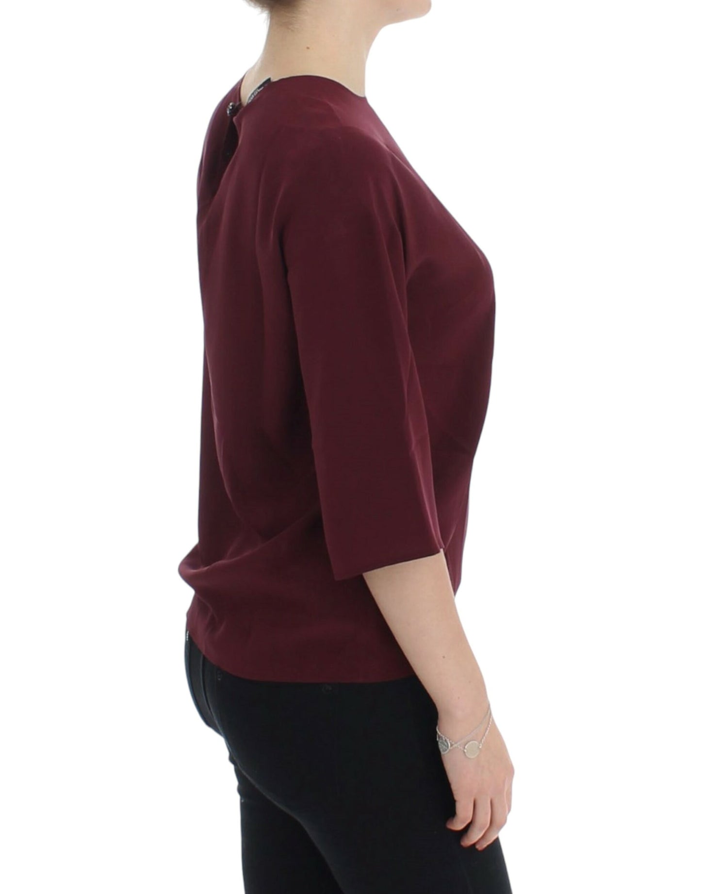 Dolce & Gabbana Rote Seidenbluse mit 3/4-Ärmeln