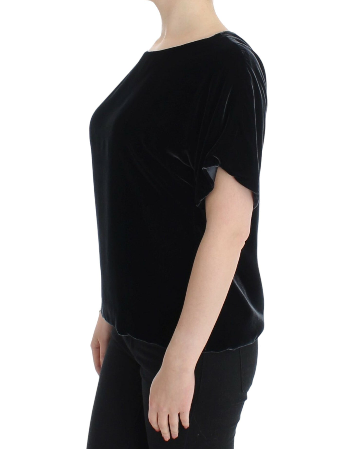 Dolce & Gabbana Schwarze Kurzarmbluse aus Samt