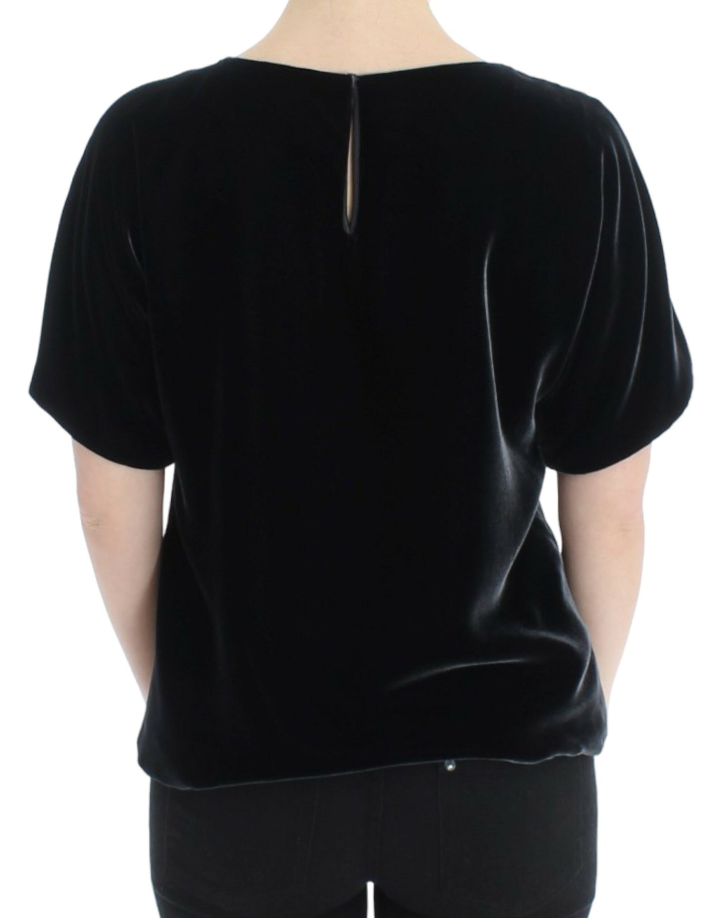 Dolce & Gabbana Schwarze Kurzarmbluse aus Samt