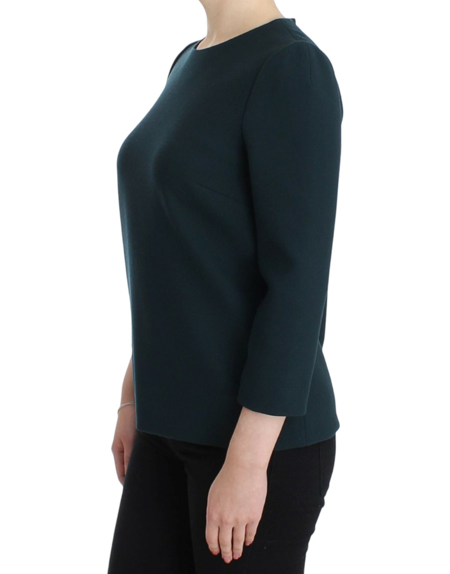 Dolce & Gabbana Grüne Wollbluse mit 3/4-Ärmeln