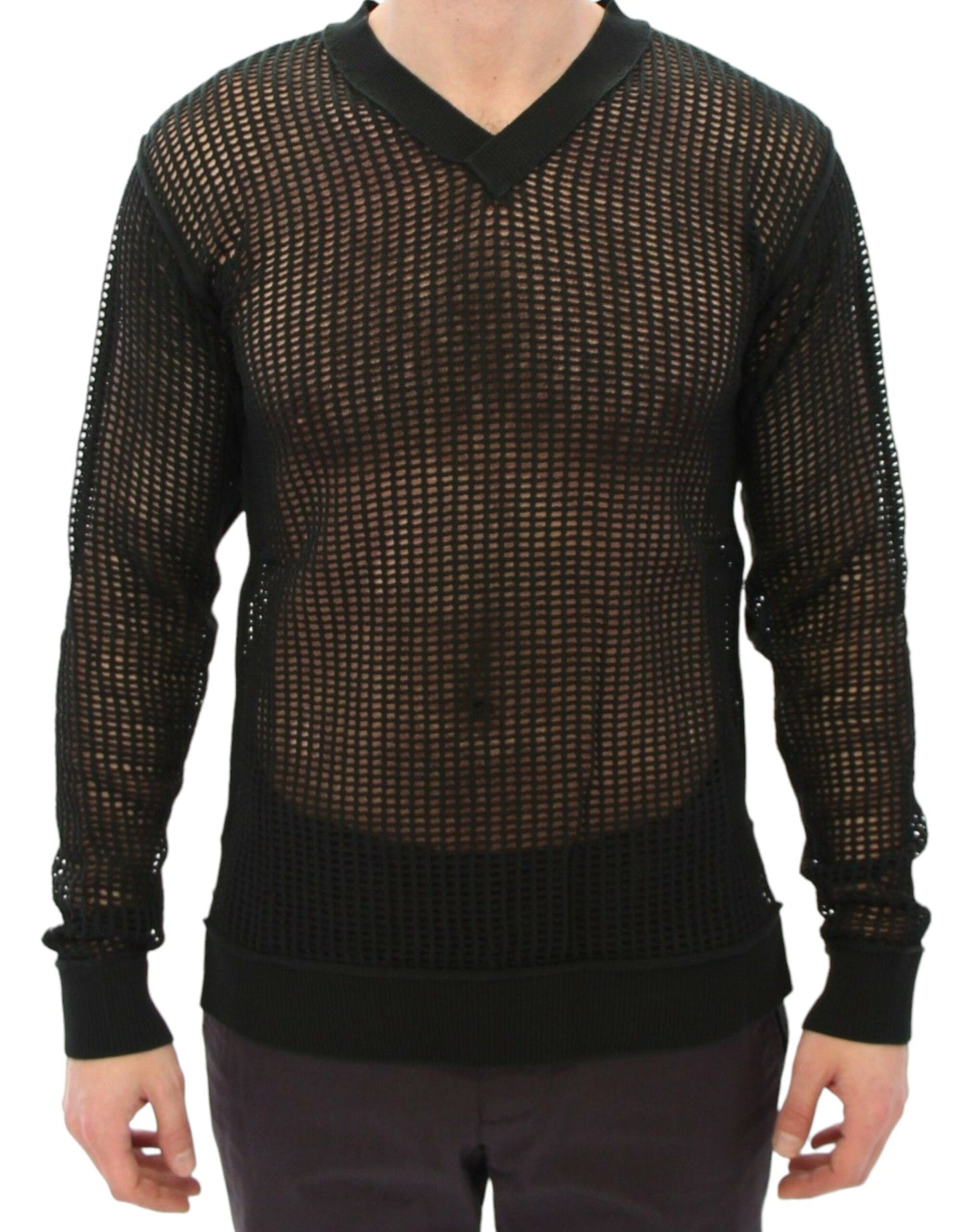 Dolce & Gabbana Dunkelgrüner Runway Netzpullover Netzpullover