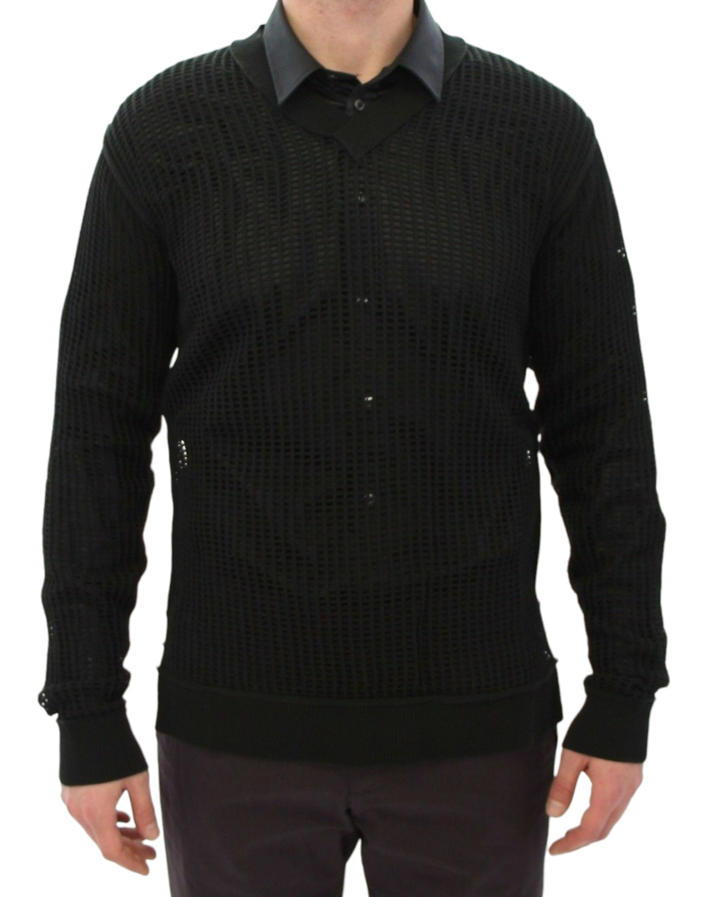 Dolce & Gabbana Dunkelgrüner Runway Netzpullover Netzpullover