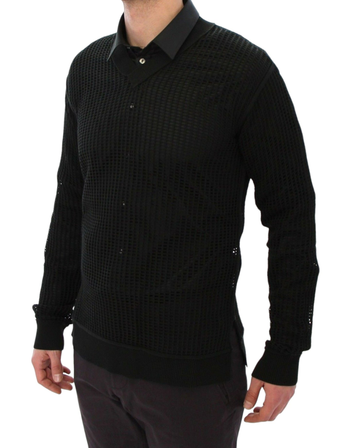 Dolce & Gabbana Dunkelgrüner Runway Netzpullover Netzpullover
