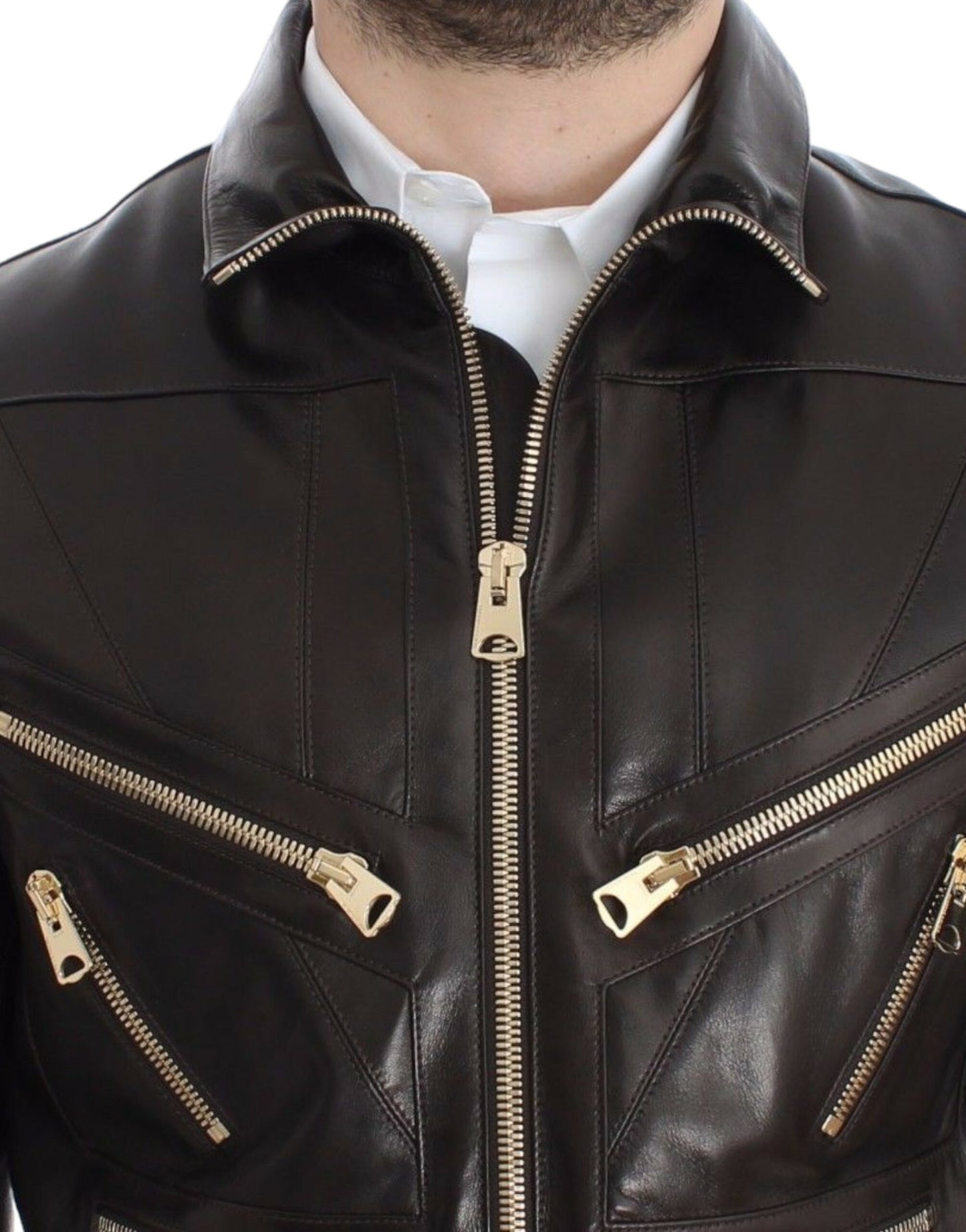 Dolce & Gabbana – Braune Reißverschlussjacke aus Lammleder