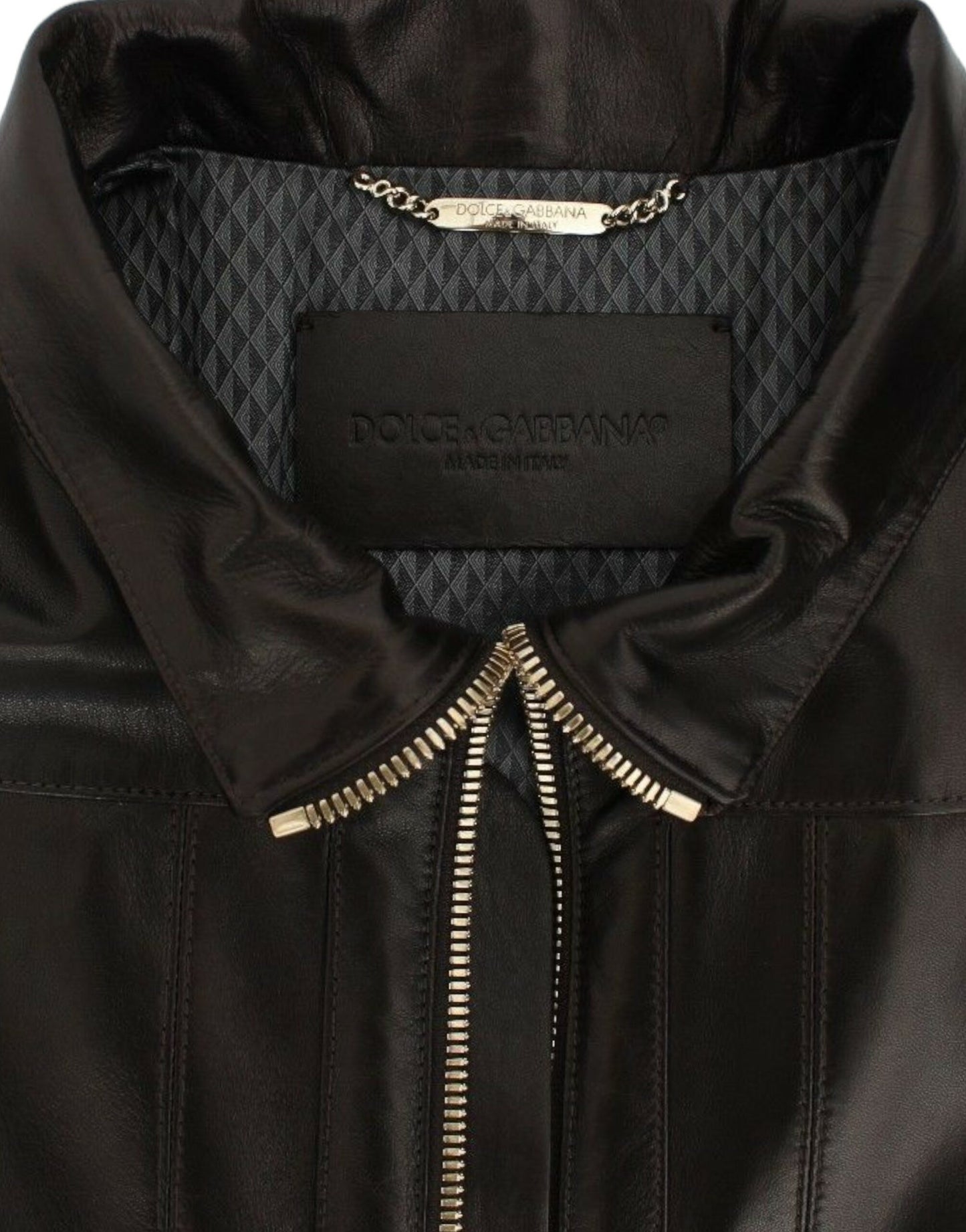 Dolce & Gabbana – Braune Reißverschlussjacke aus Lammleder