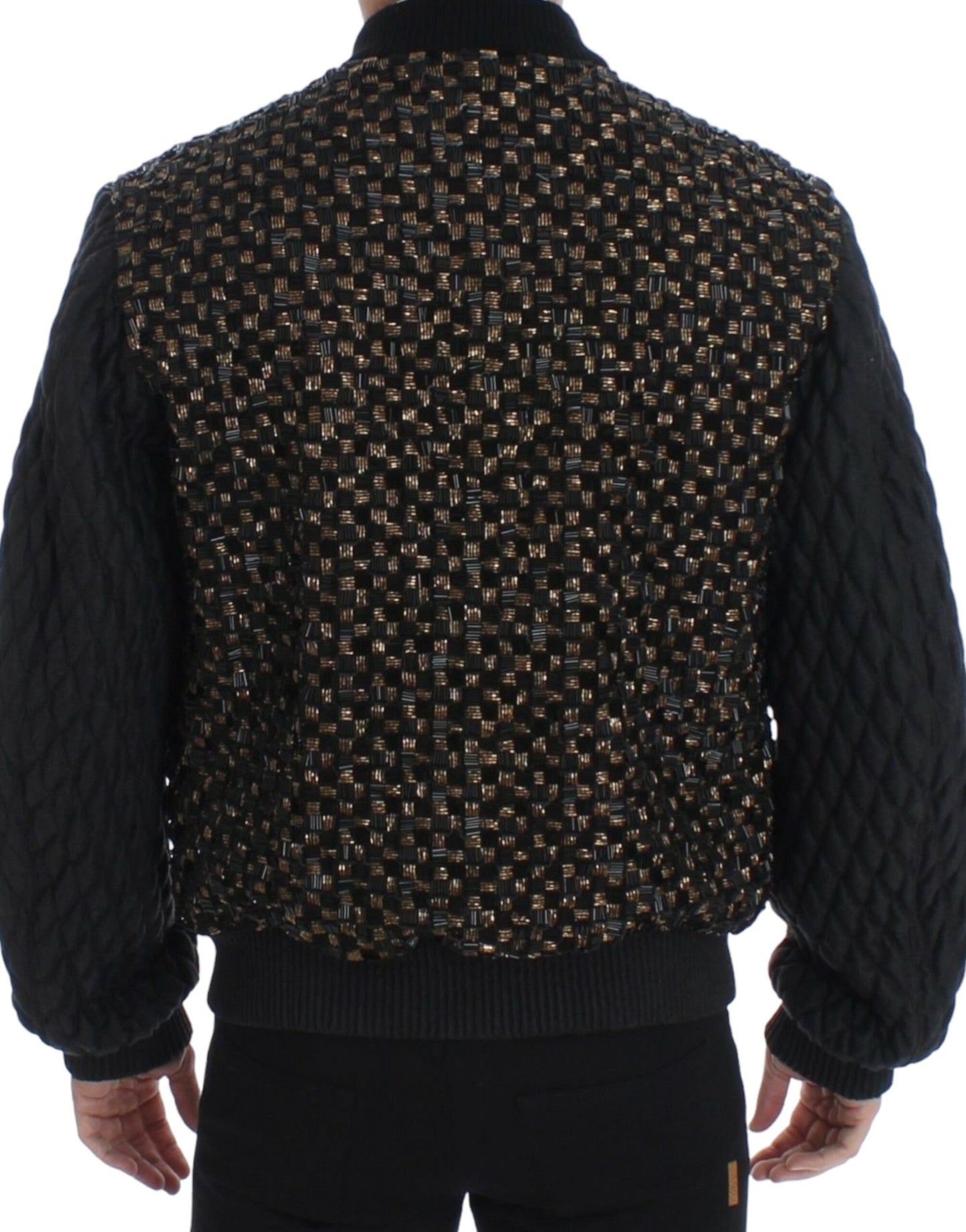 Dolce & Gabbana Schwarze Ziegenlederjacke mit Pailletten