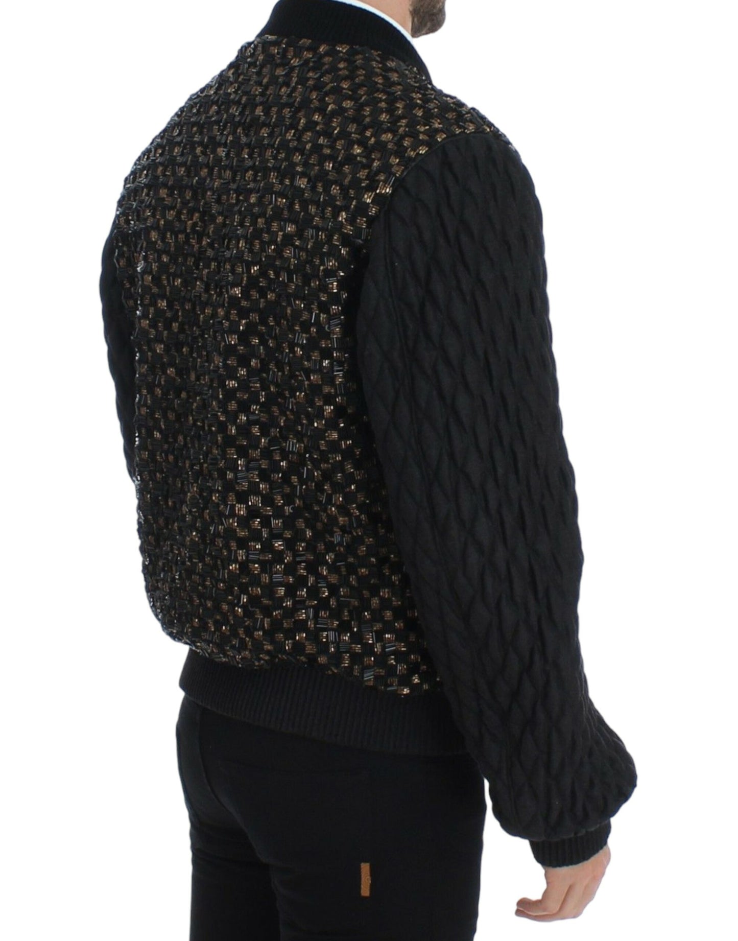 Dolce & Gabbana Schwarze Ziegenlederjacke mit Pailletten