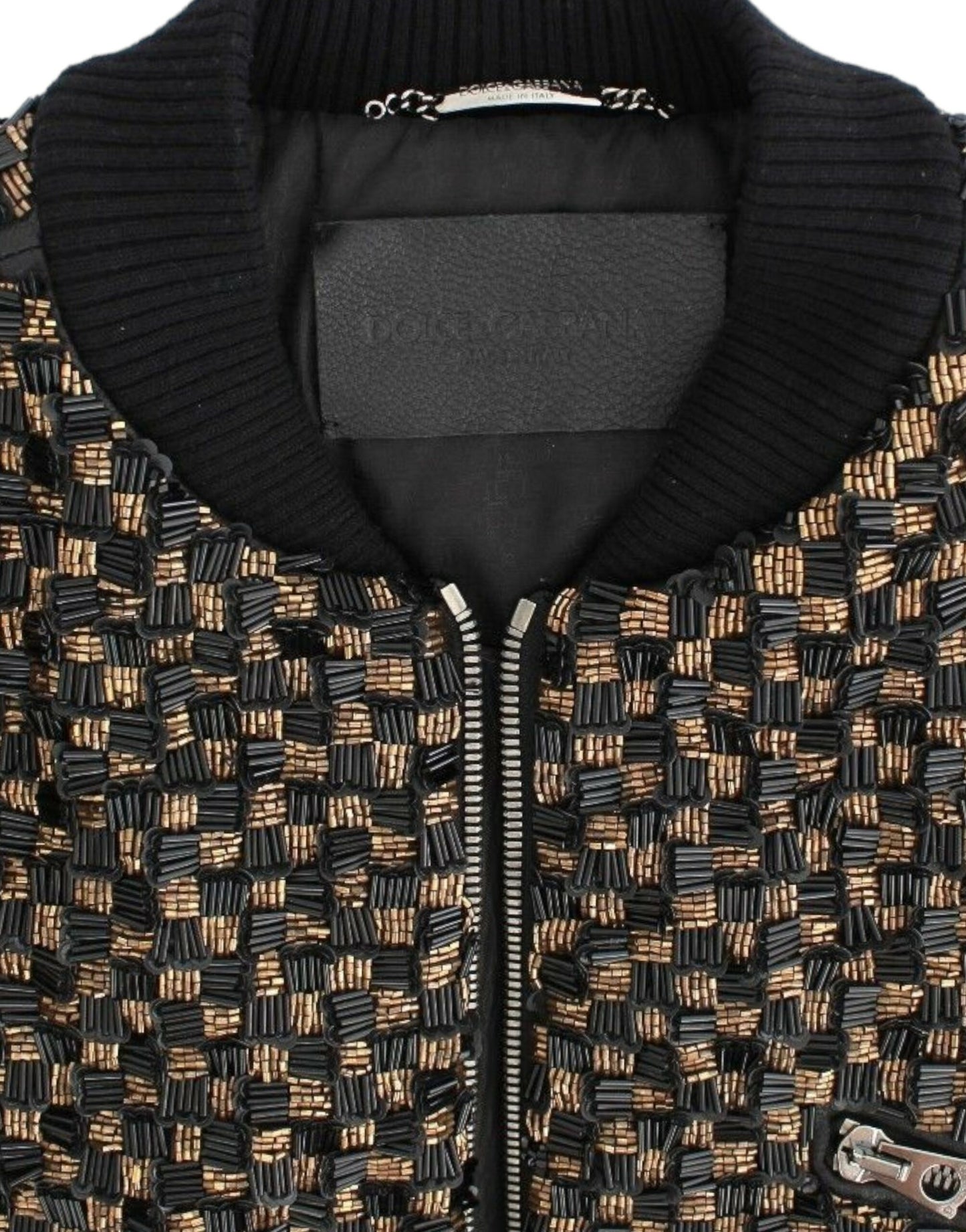 Dolce & Gabbana Schwarze Ziegenlederjacke mit Pailletten