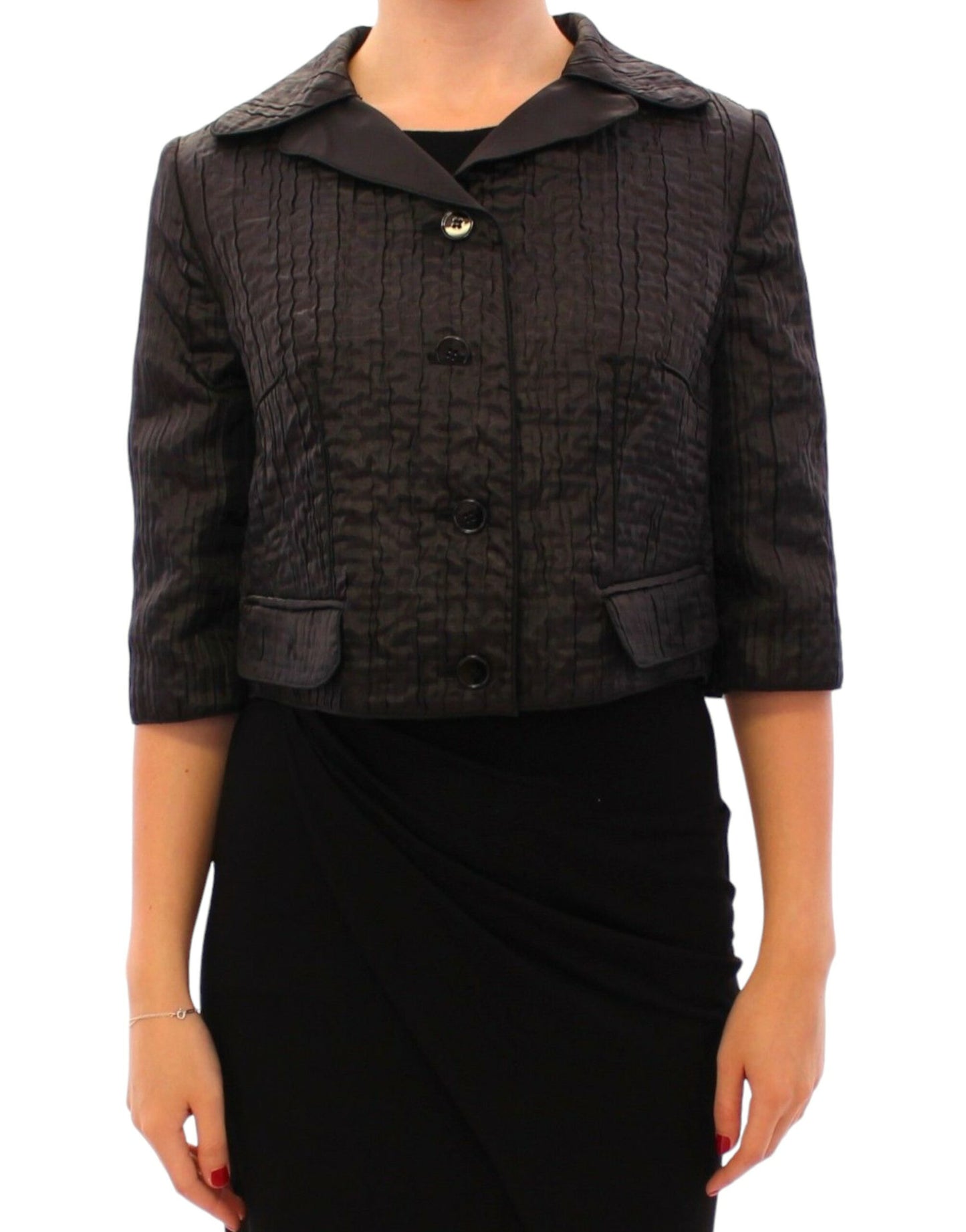 Dolce & Gabbana Schwarzer kurzer Bolero-Jackenmantel