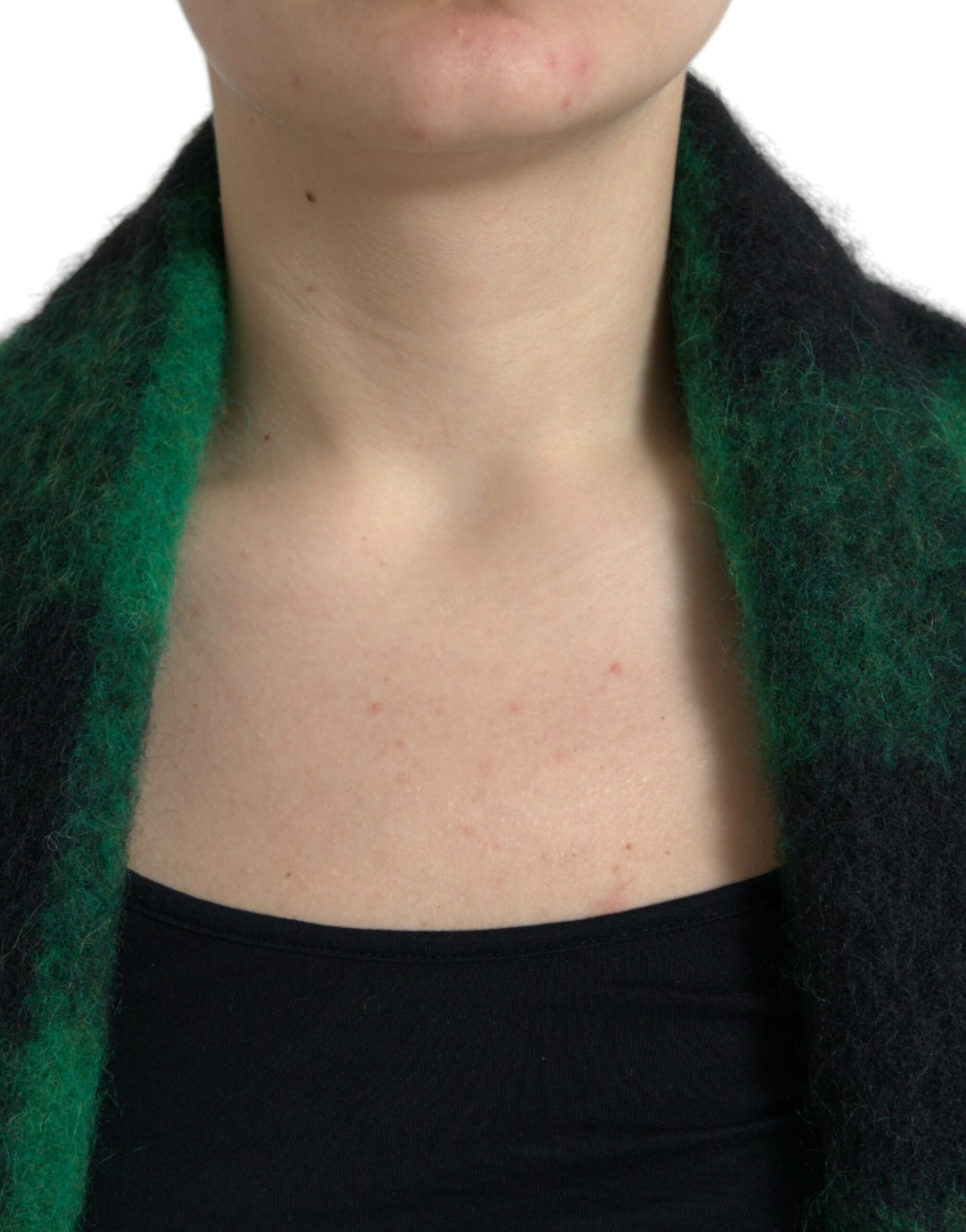 Dolce & Gabbana – Poncho-Manteljacke mit Buffalo-Karomuster, Schwarz/Grün