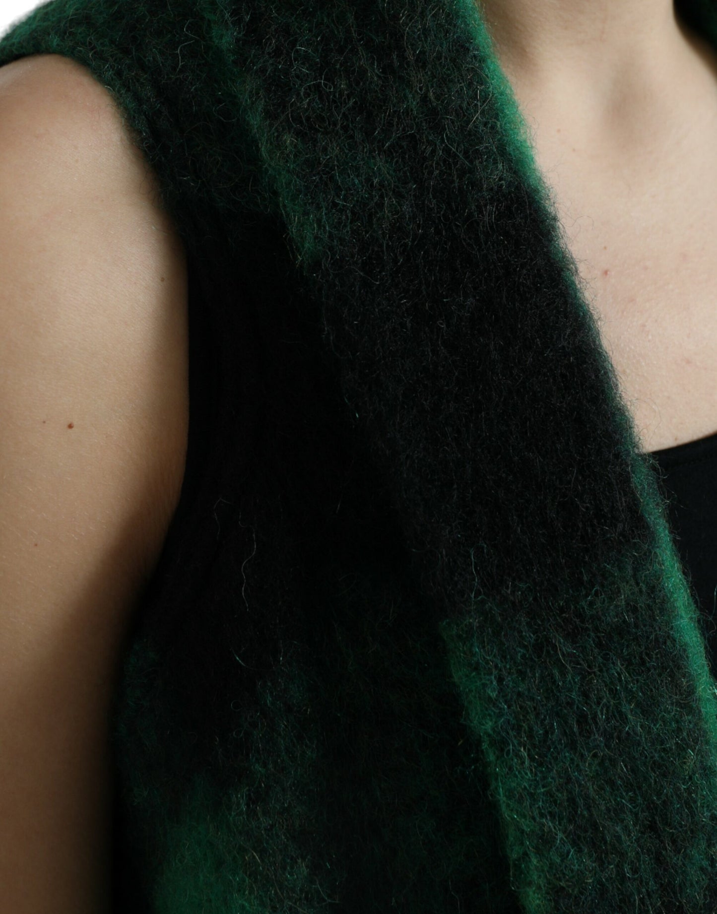 Dolce & Gabbana – Poncho-Manteljacke mit Buffalo-Karomuster, Schwarz/Grün