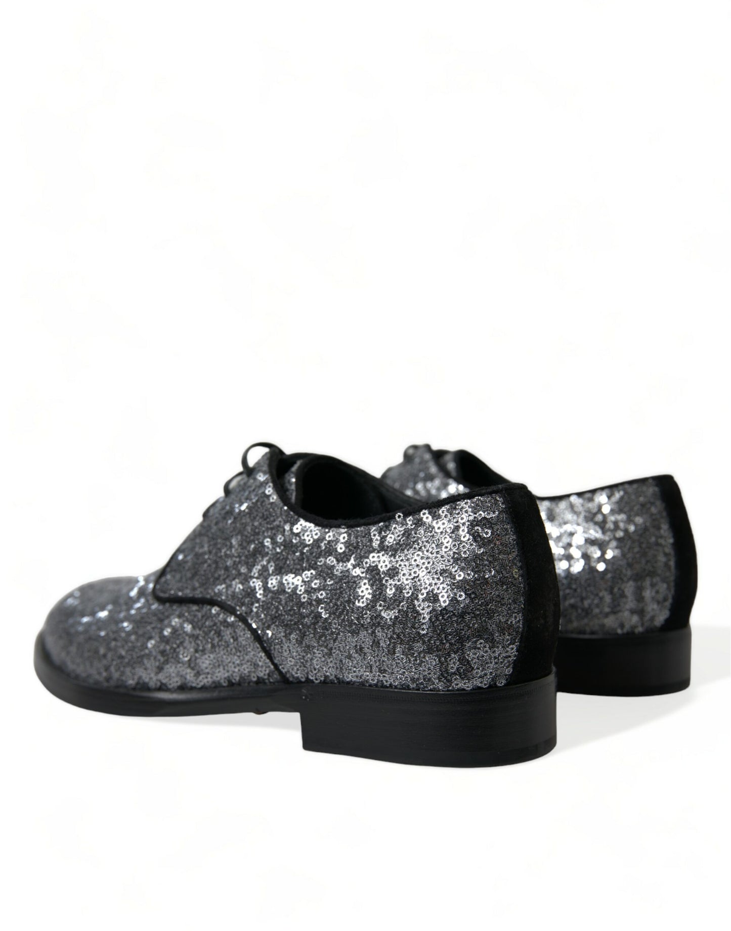 Dolce & Gabbana – Silberne Derby-Schnürschuhe mit Pailletten für Herren