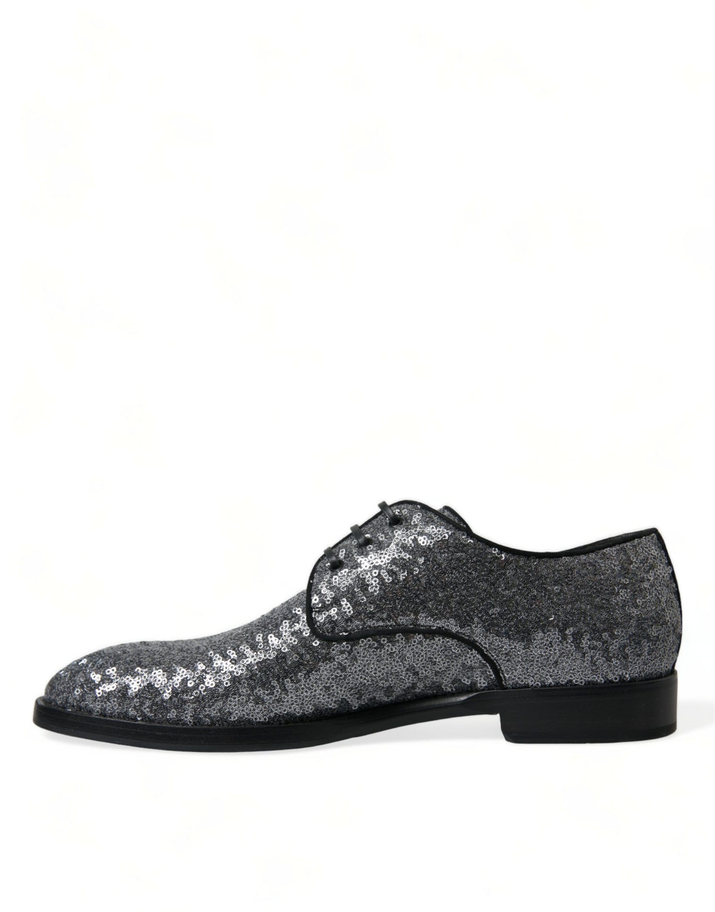 Dolce & Gabbana – Silberne Derby-Schnürschuhe mit Pailletten für Herren