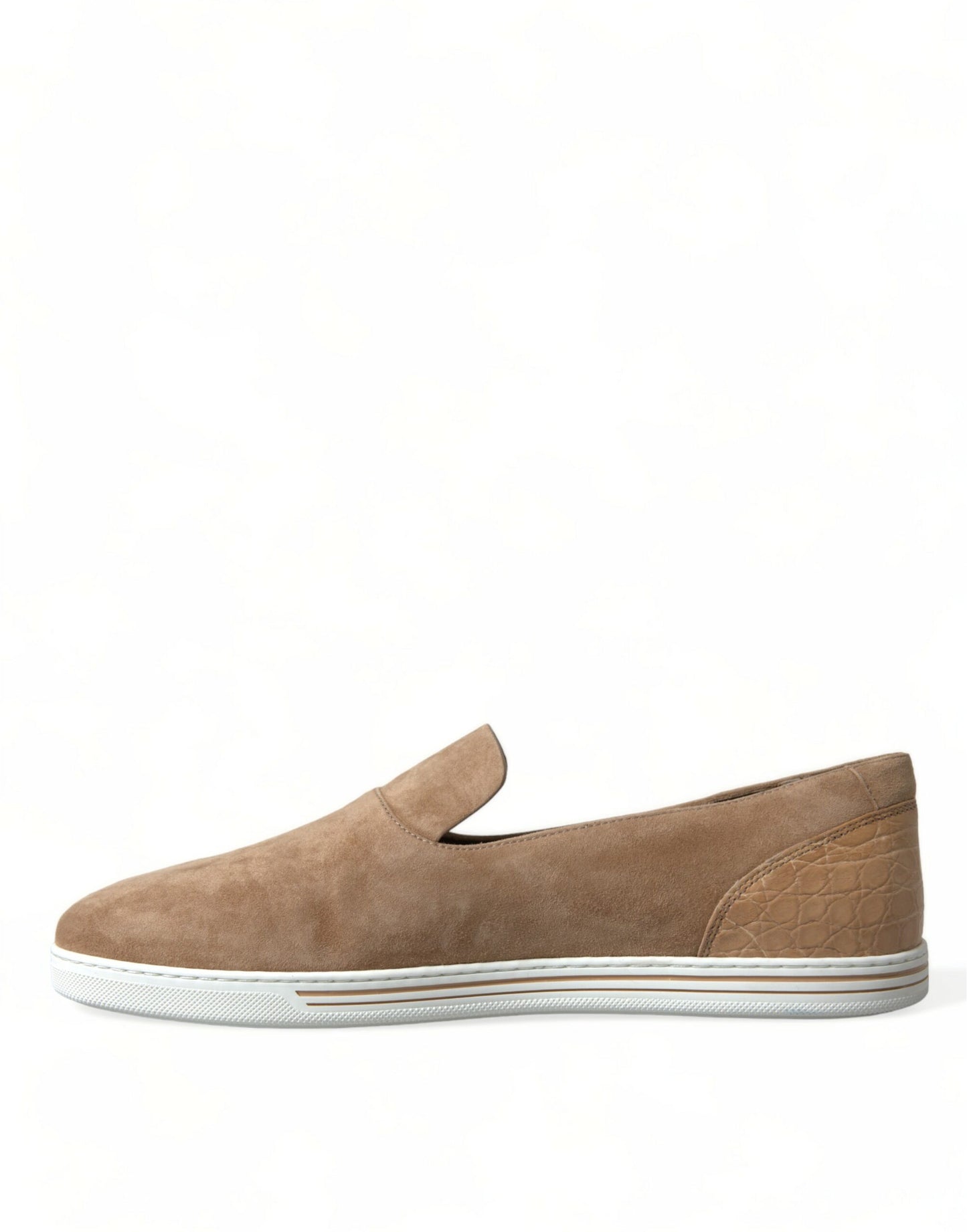 Dolce & Gabbana Beige Wildleder Caiman Herren Loafer Hausschuhe Schuhe