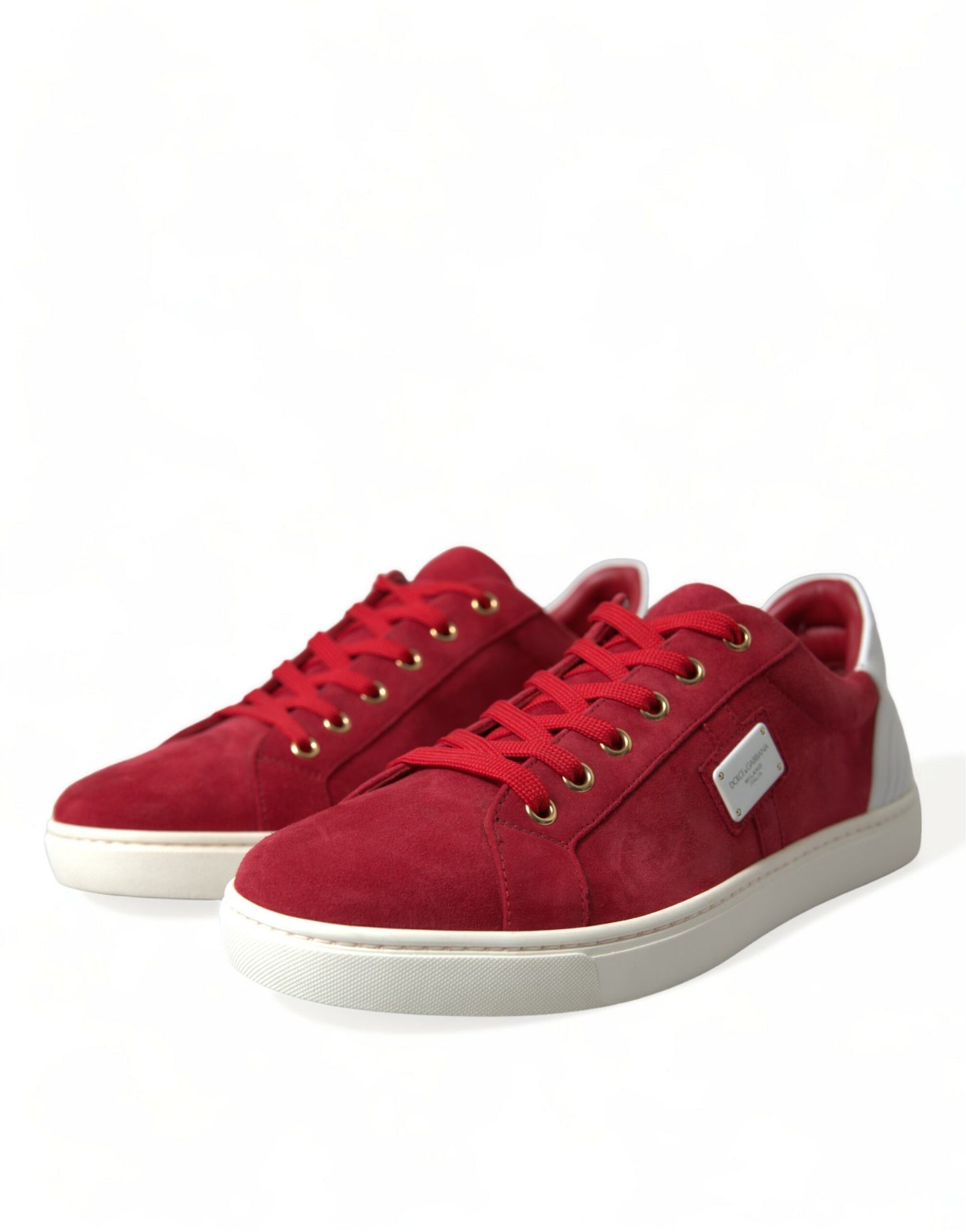 Dolce & Gabbana Rote Wildleder Leder Männer Low Top Sneakers Schuhe