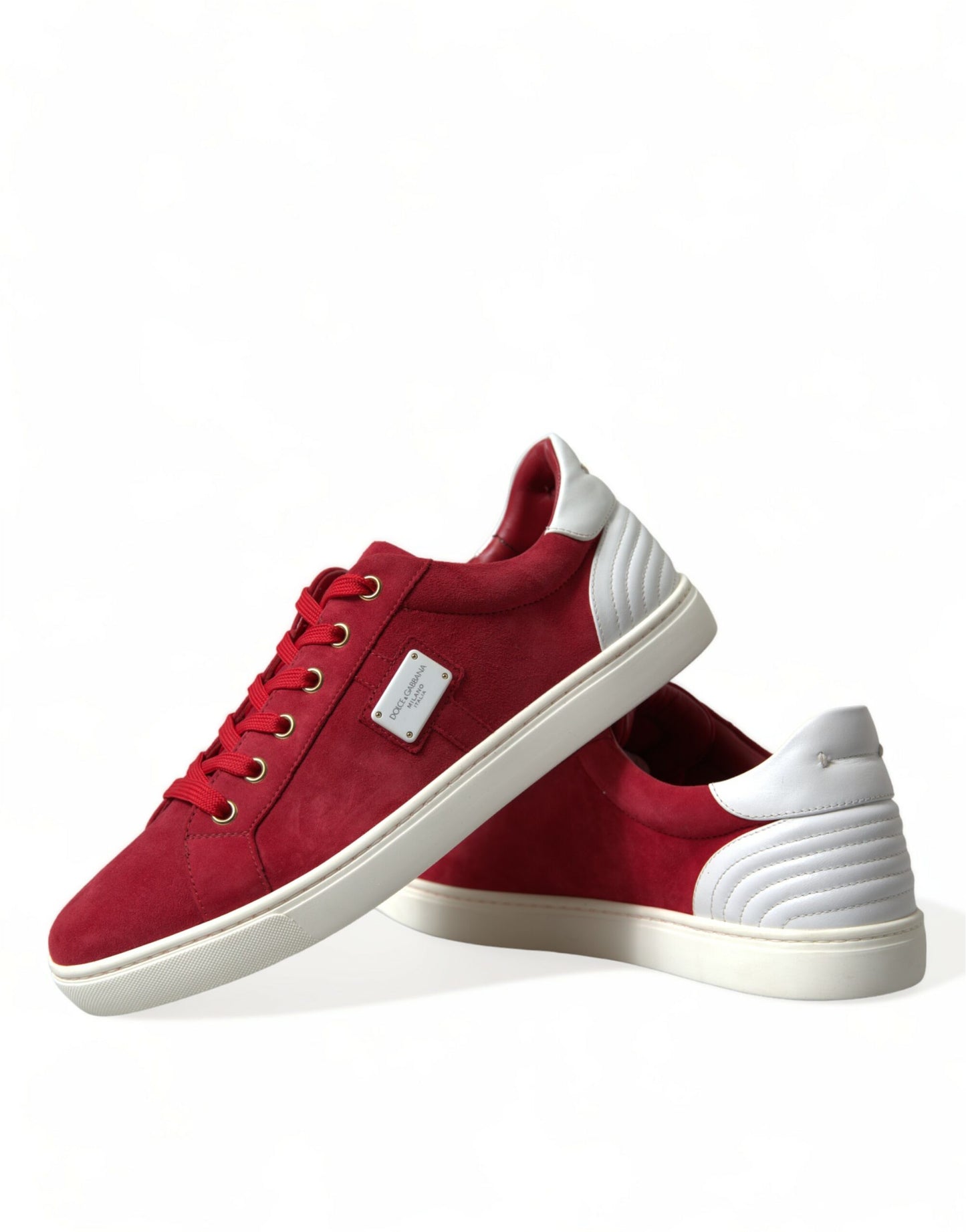 Dolce & Gabbana Rote Wildleder Leder Männer Low Top Sneakers Schuhe