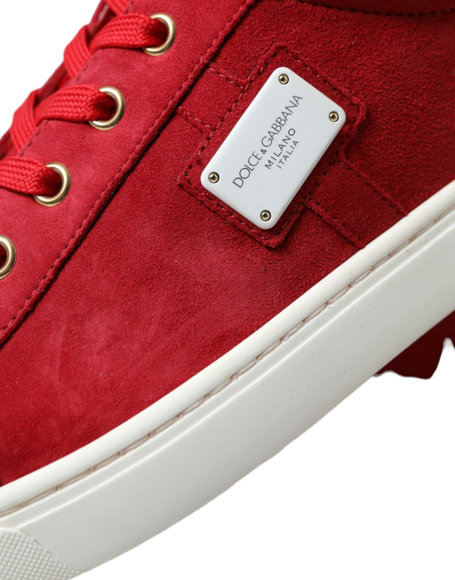 Dolce & Gabbana Rote Wildleder Leder Männer Low Top Sneakers Schuhe