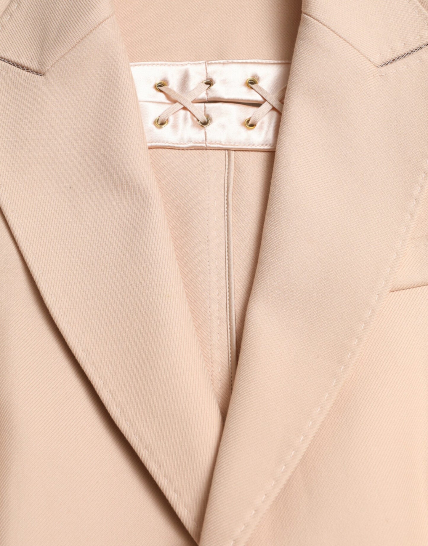 Dolce & Gabbana Beige Einreihige lange Manteljacke aus Baumwolle