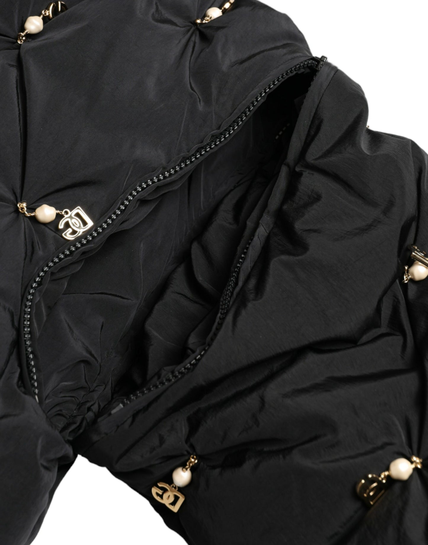 Dolce & Gabbana – Schwarze, verzierte, gesteppte Shell-Bomberjacke