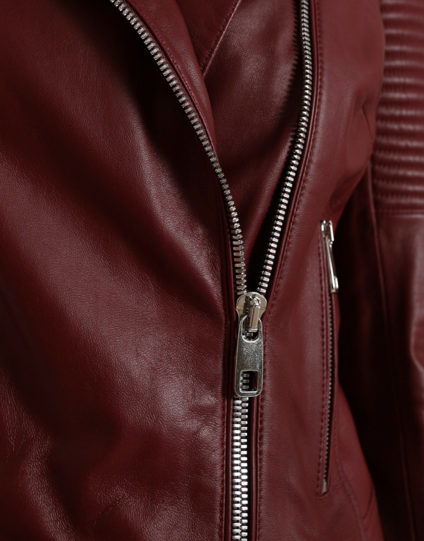 Dolce & Gabbana Bordeaux Leder Bikermantel Lammfelljacke