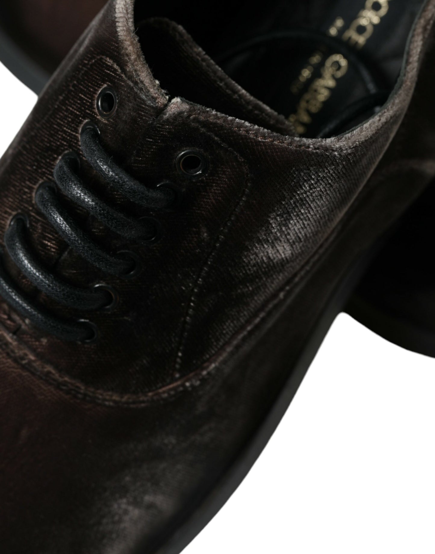 Dolce & Gabbana – Oxford-Schnürschuhe aus braunem Samt für Herren