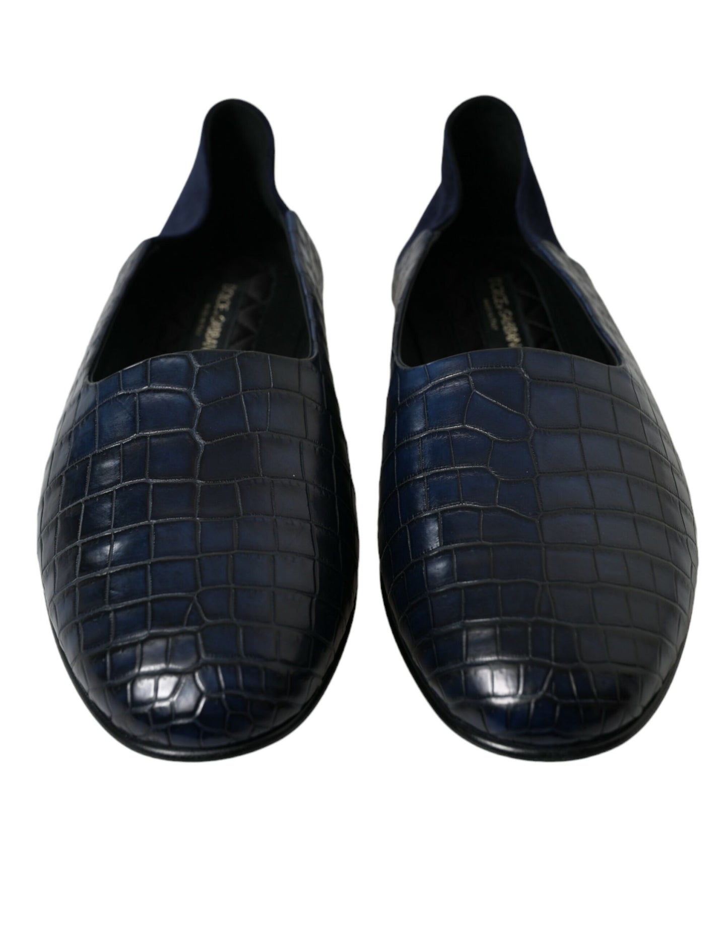 Dolce & Gabbana – Slipper aus blauem Krokodilleder