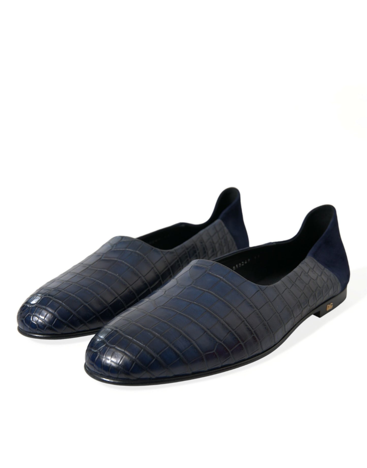 Dolce & Gabbana – Slipper aus blauem Krokodilleder