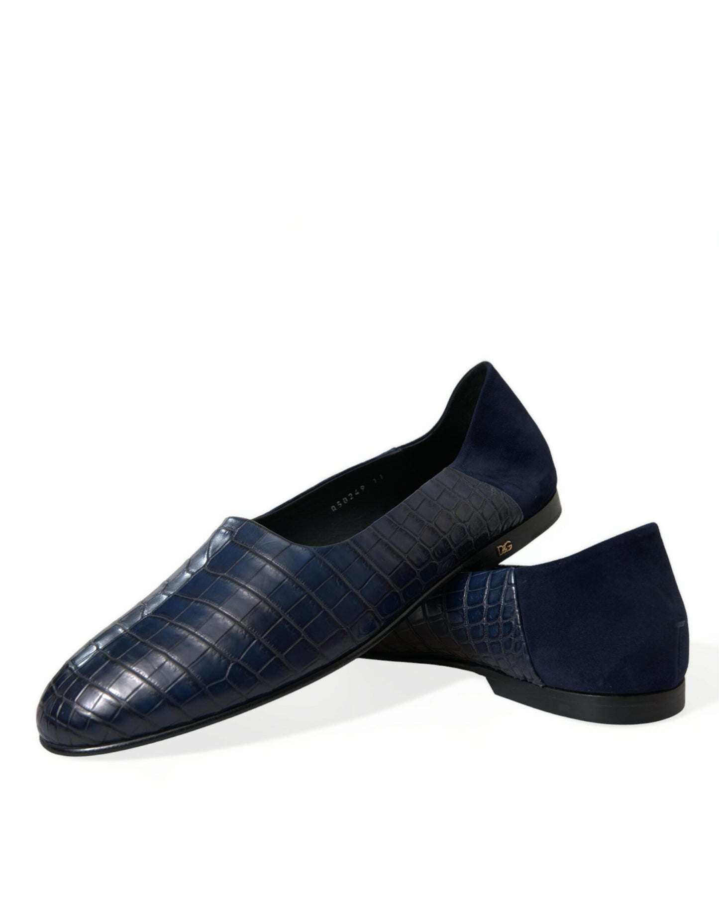 Dolce & Gabbana – Slipper aus blauem Krokodilleder