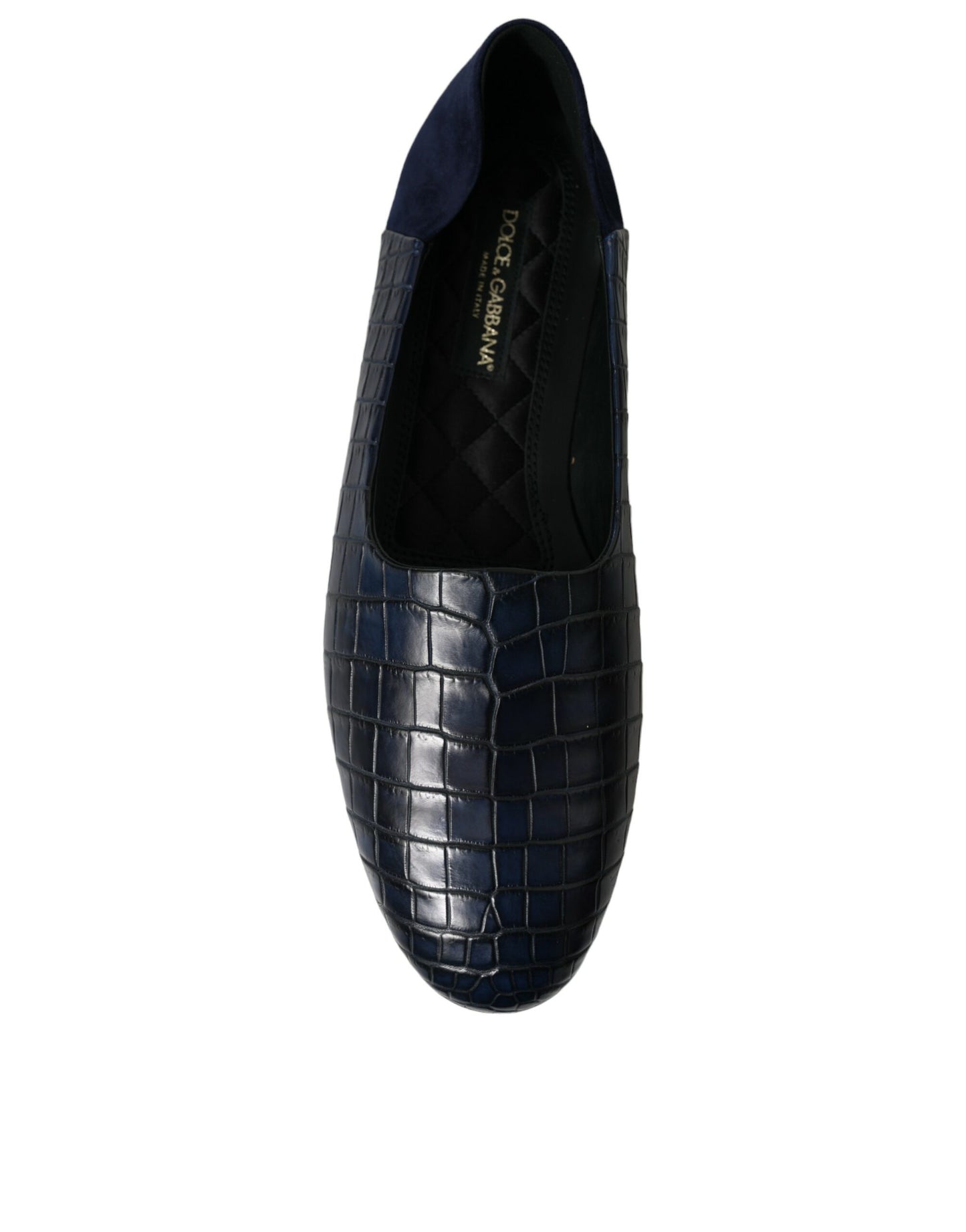 Dolce & Gabbana – Slipper aus blauem Krokodilleder