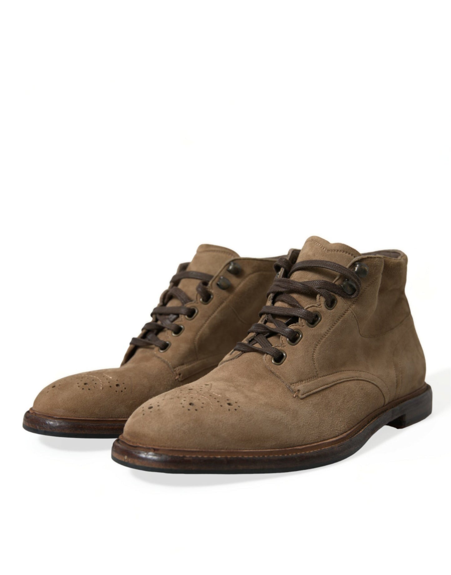 Dolce & Gabbana – Stiefeletten mit Schnürung aus braunem Leder