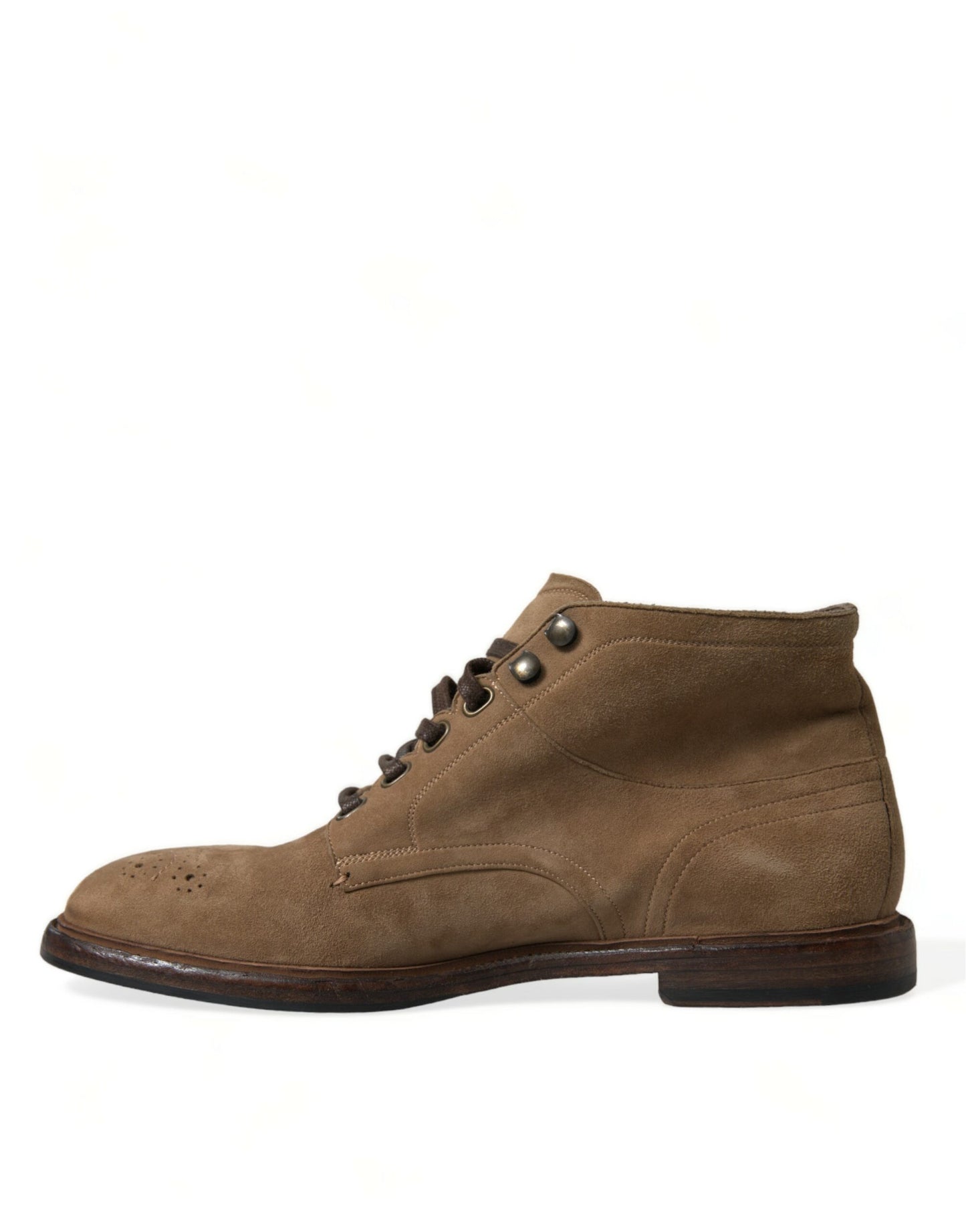 Dolce & Gabbana – Stiefeletten mit Schnürung aus braunem Leder