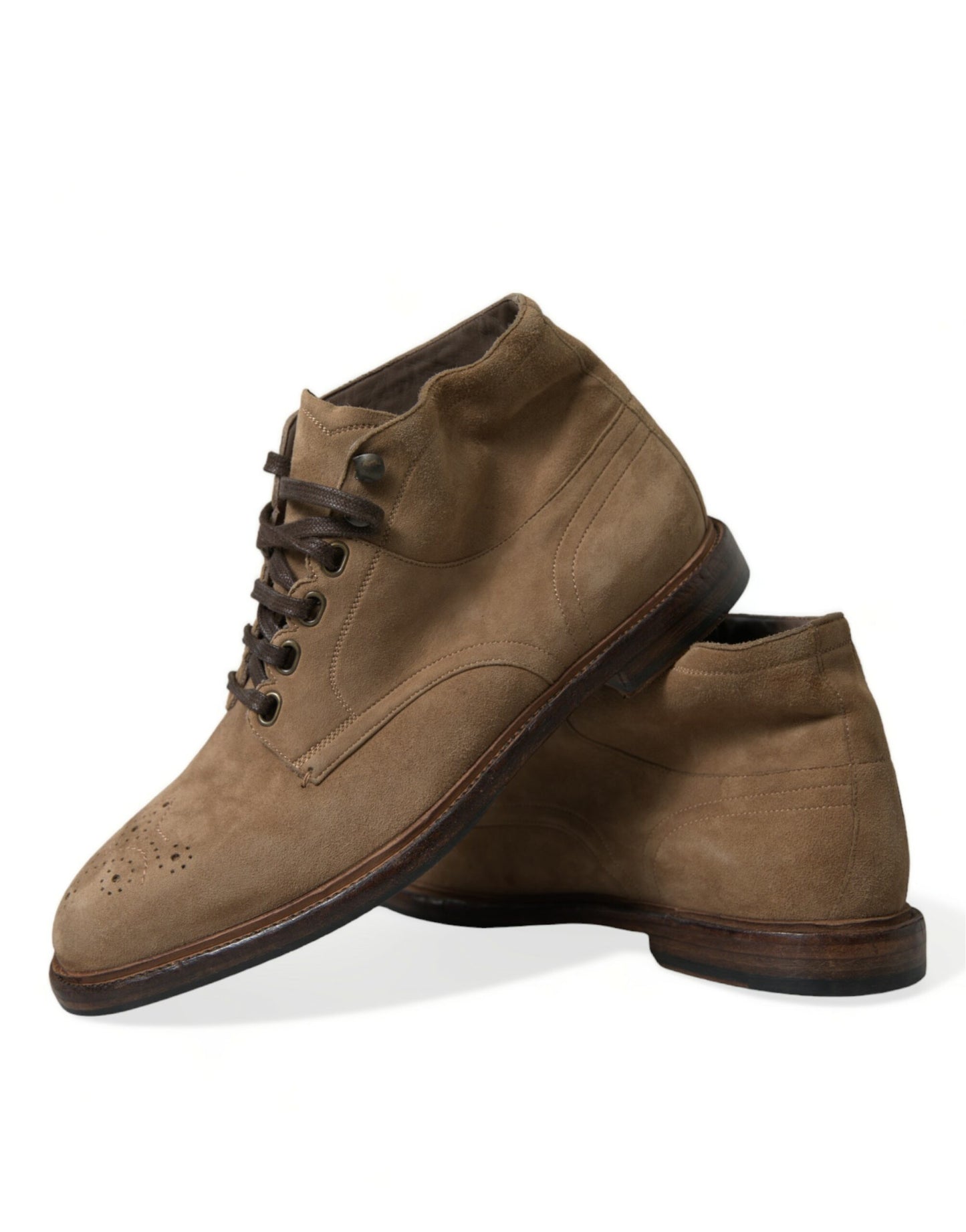 Dolce & Gabbana – Stiefeletten mit Schnürung aus braunem Leder