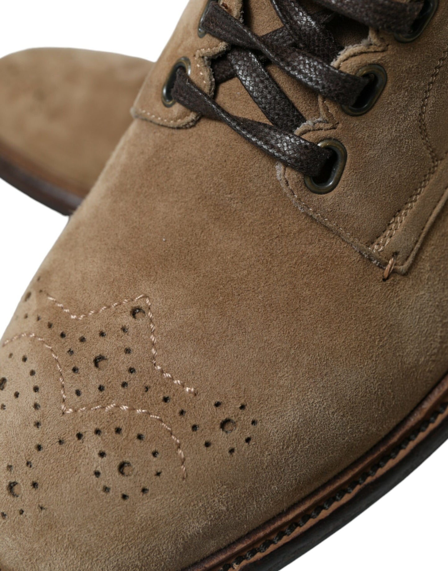 Dolce & Gabbana – Stiefeletten mit Schnürung aus braunem Leder