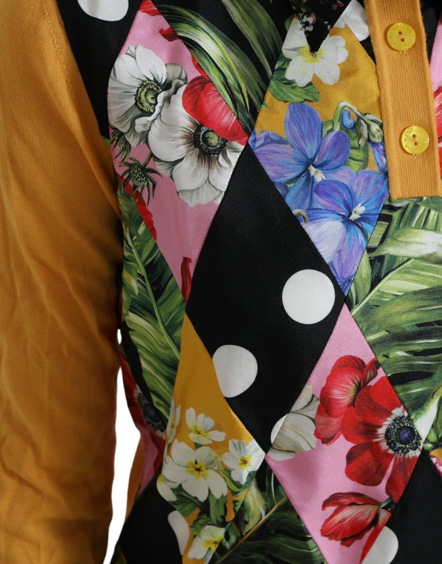 Dolce & Gabbana – Mehrfarbiger Henley-Pullover aus Kaschmir mit Patchwork