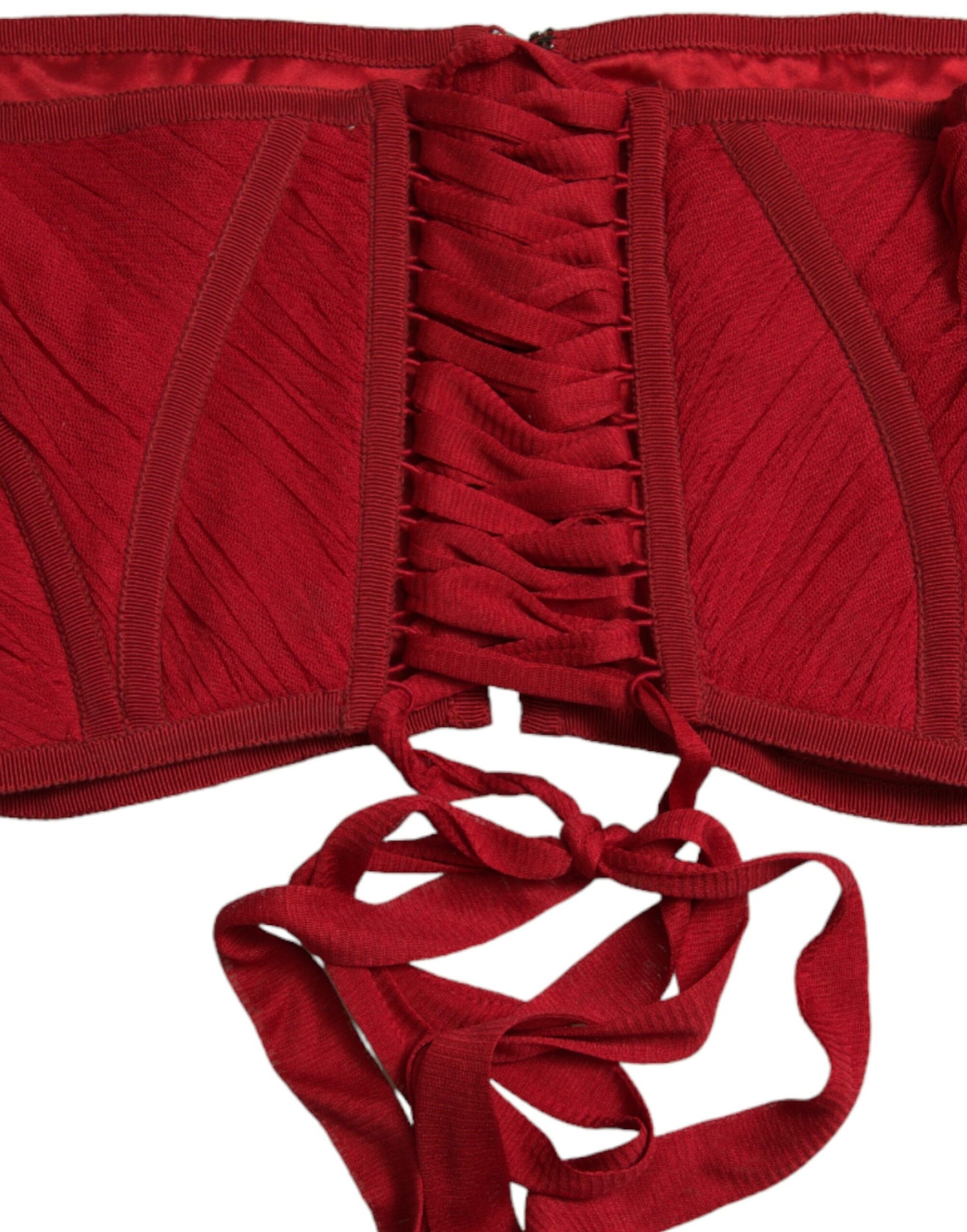 Dolce & Gabbana – Korsett mit rotem Seidengürtel und Schnürung