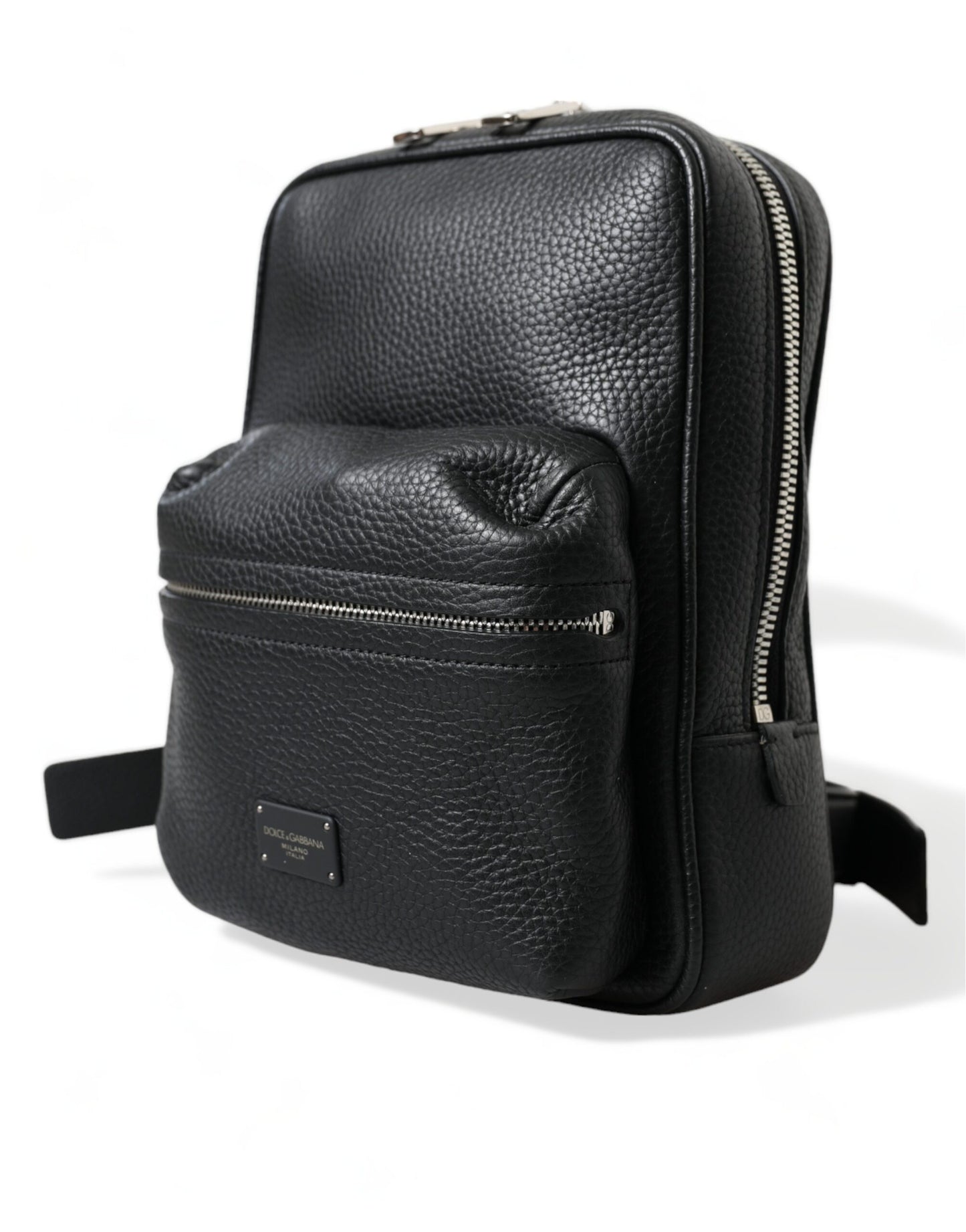 Dolce & Gabbana – Palermo-Rucksacktasche mit Logo aus schwarzem Kalbsleder